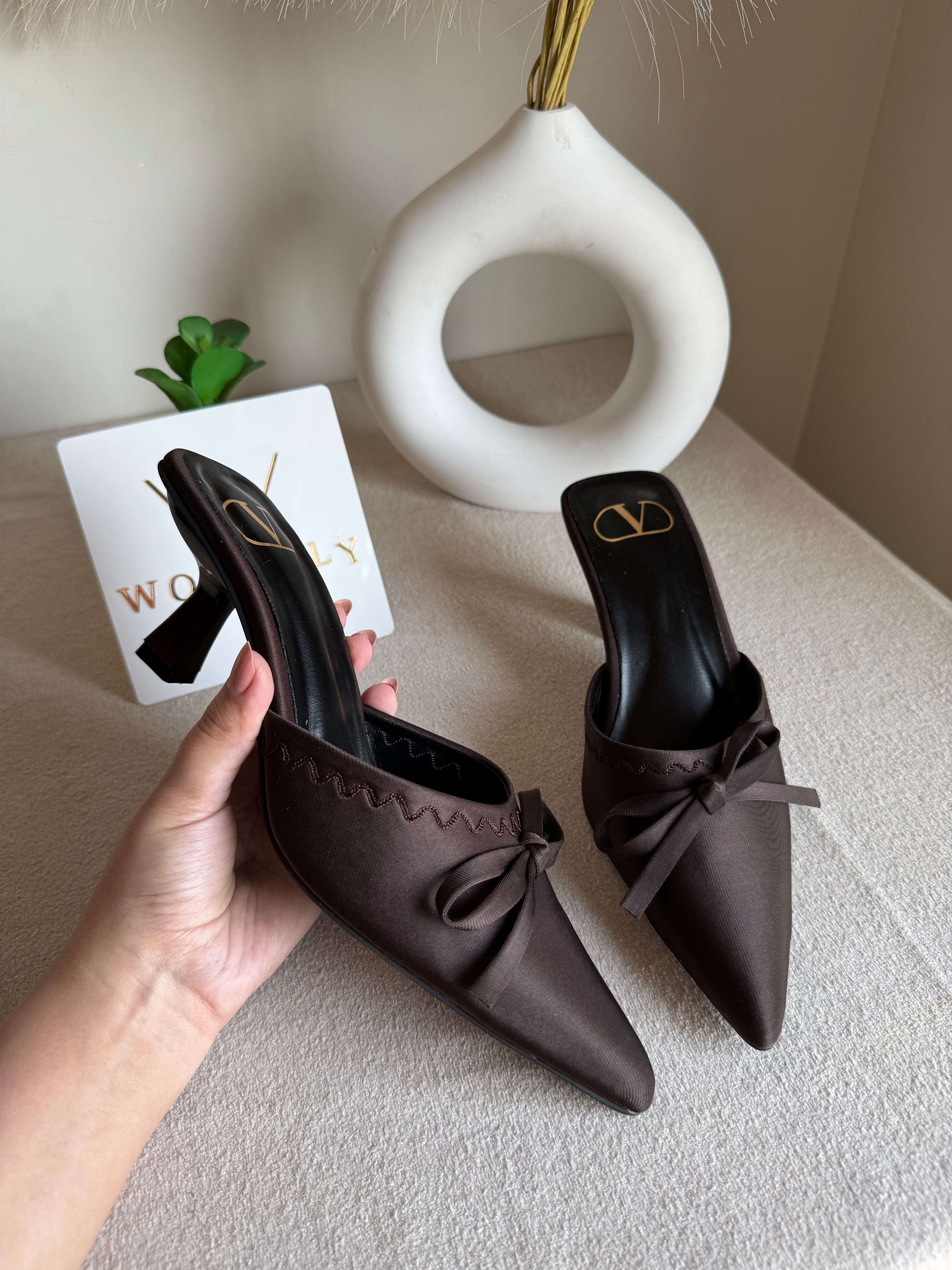 Valentino Bow Heels - Chocolate Brown