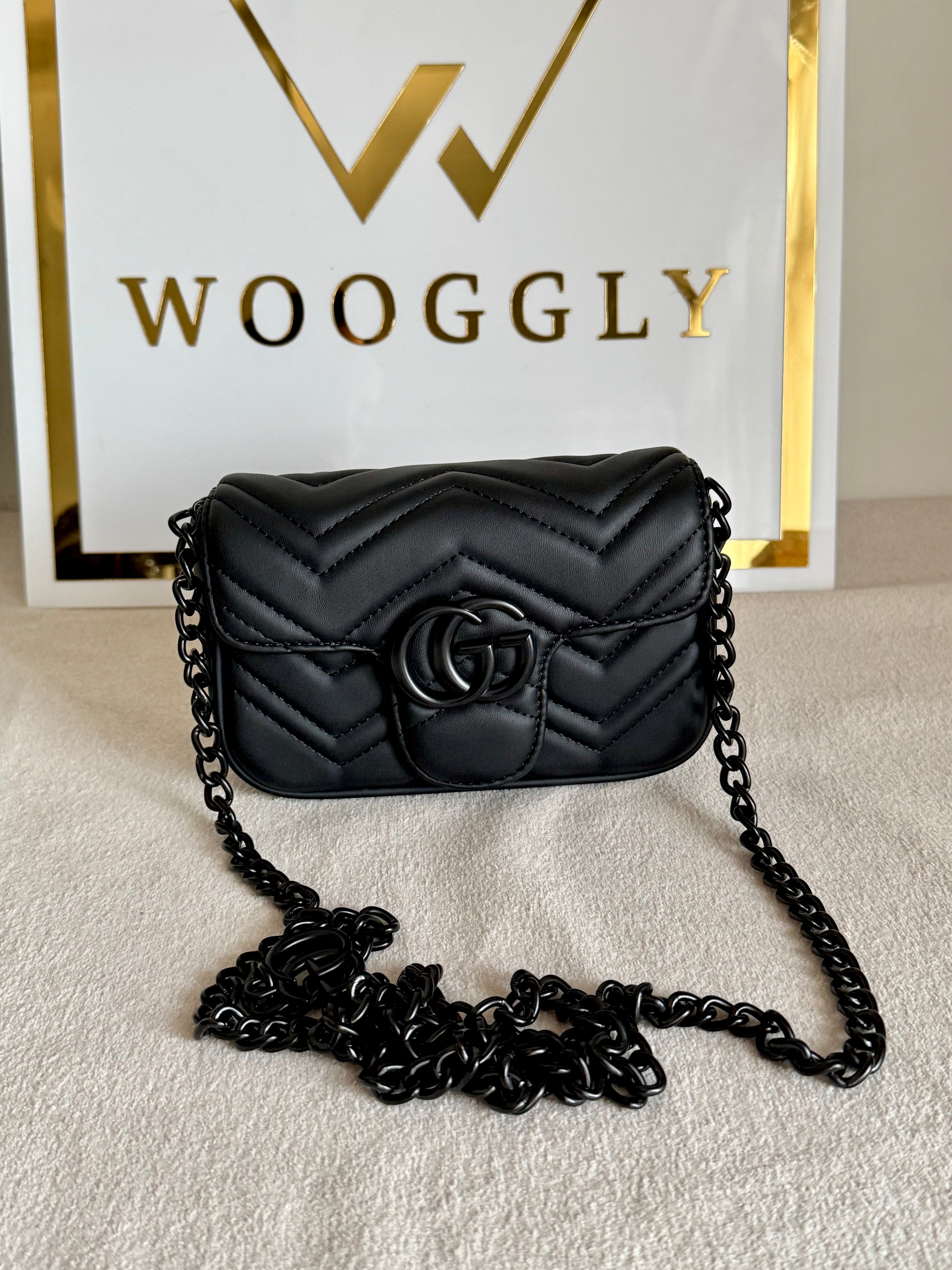 Gucci Signature Bag SMALL - Black on Black with Box Packing