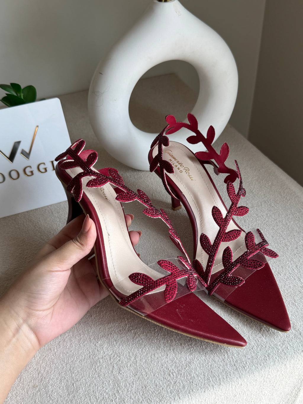 Gianvitto Rossi Heels Glitter Maroon