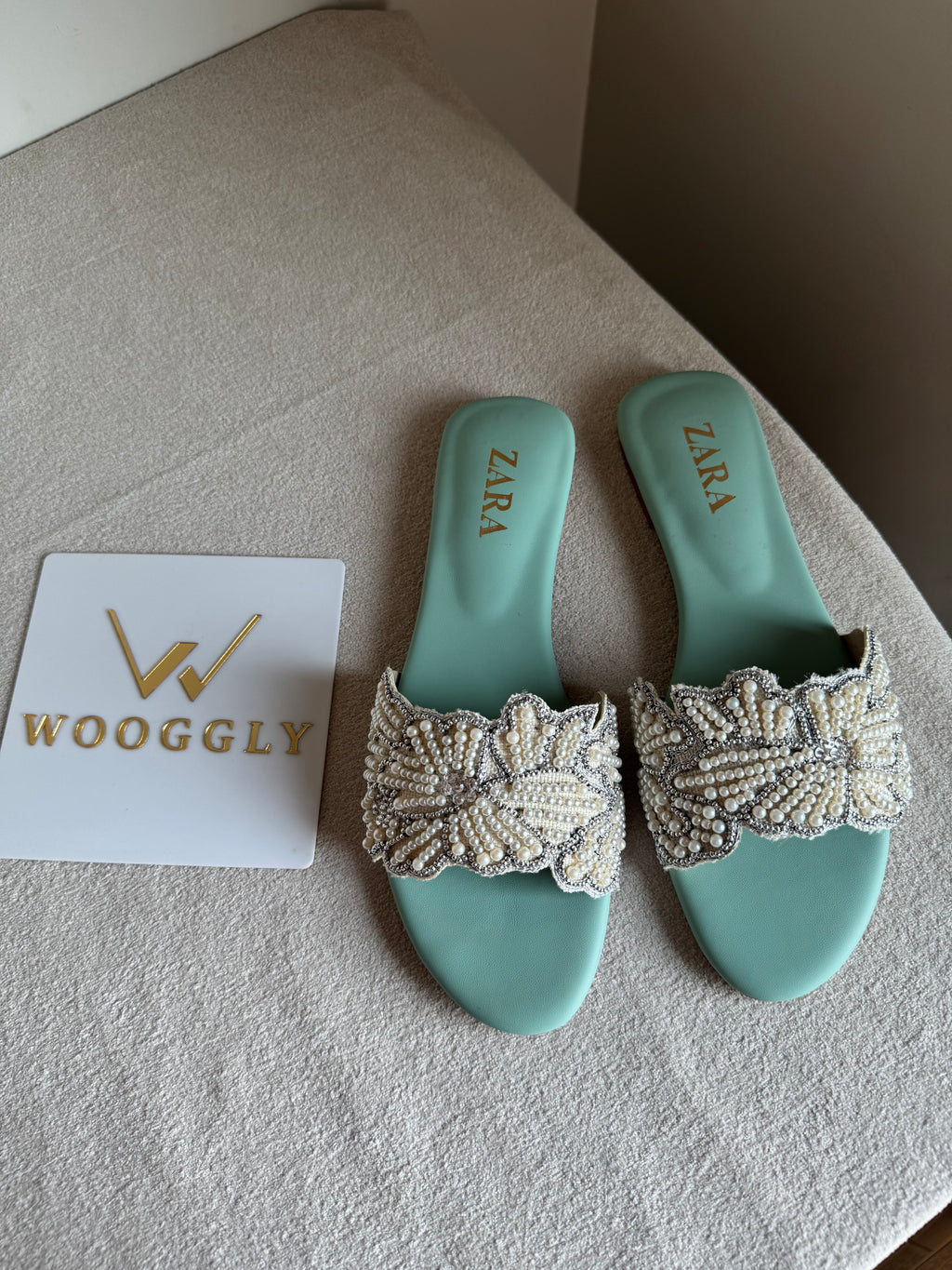 Zara Sugar Bloom Slides - Turquoise