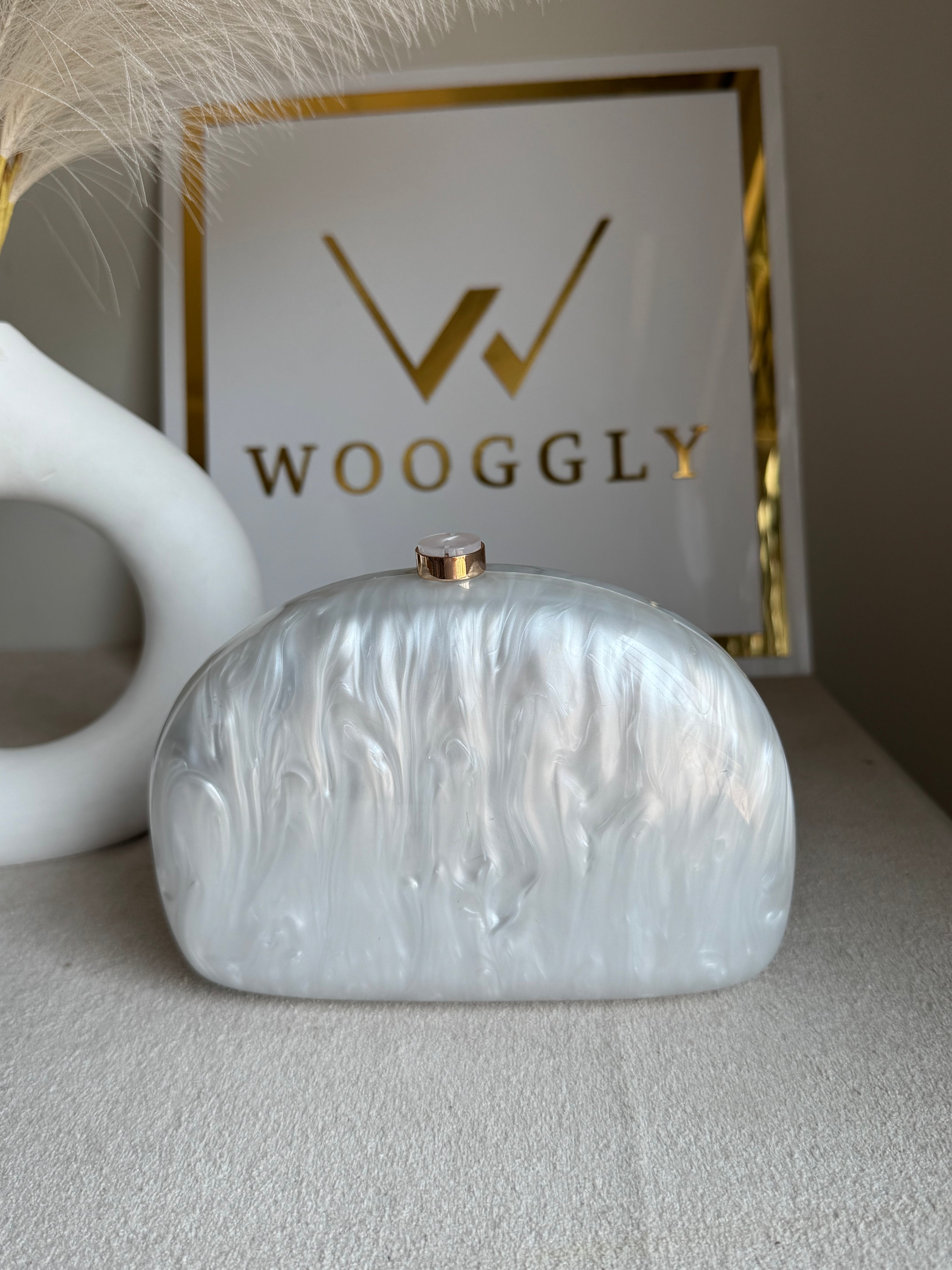 Marble Acrylic Clutch - Pearly