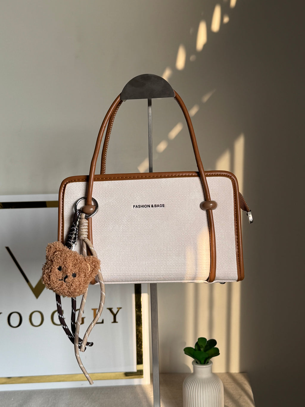 Coco White Teddy Bag with Teddy Bag Charm