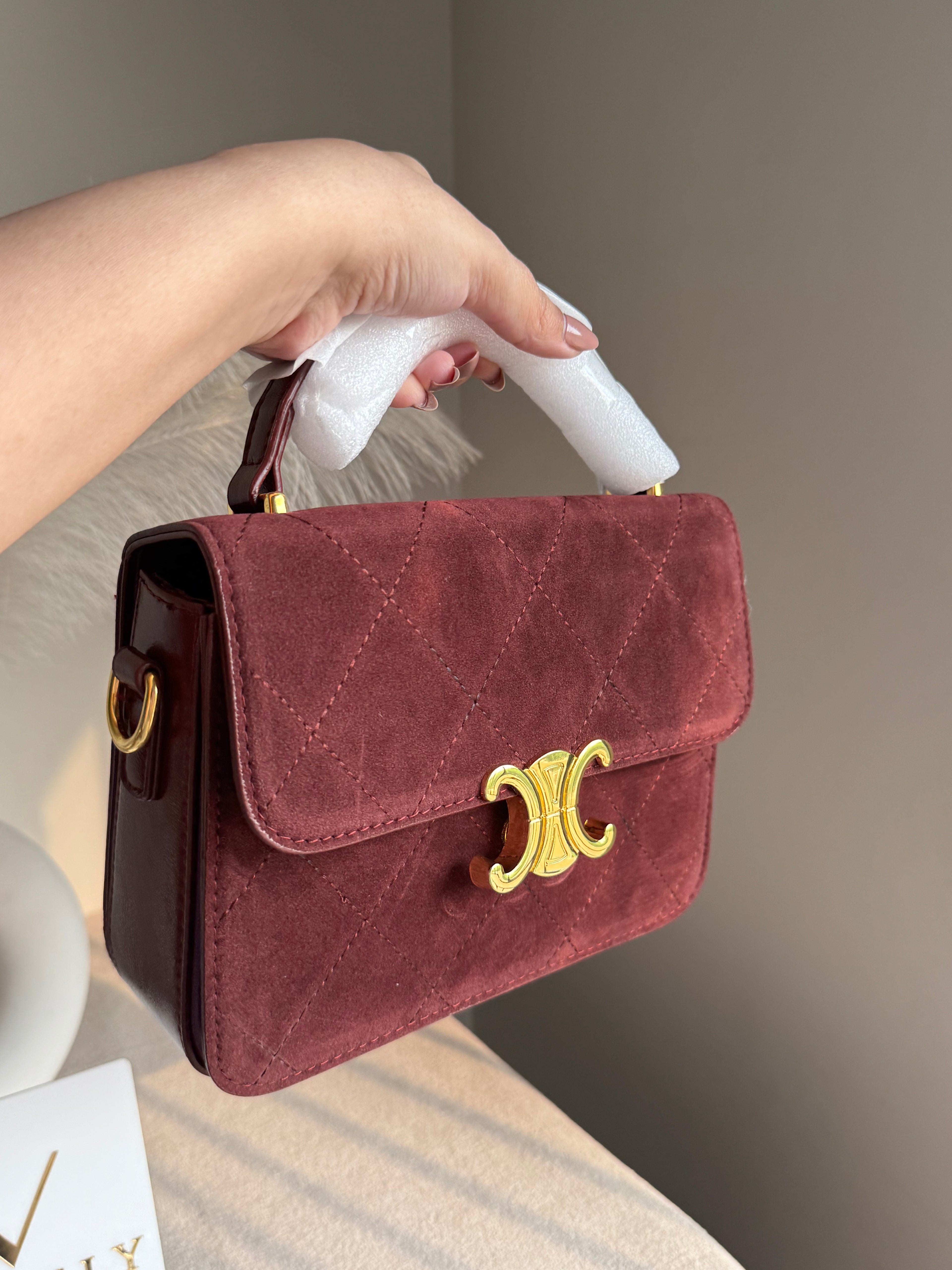 Premium Chloe Hand Bag Burgundy