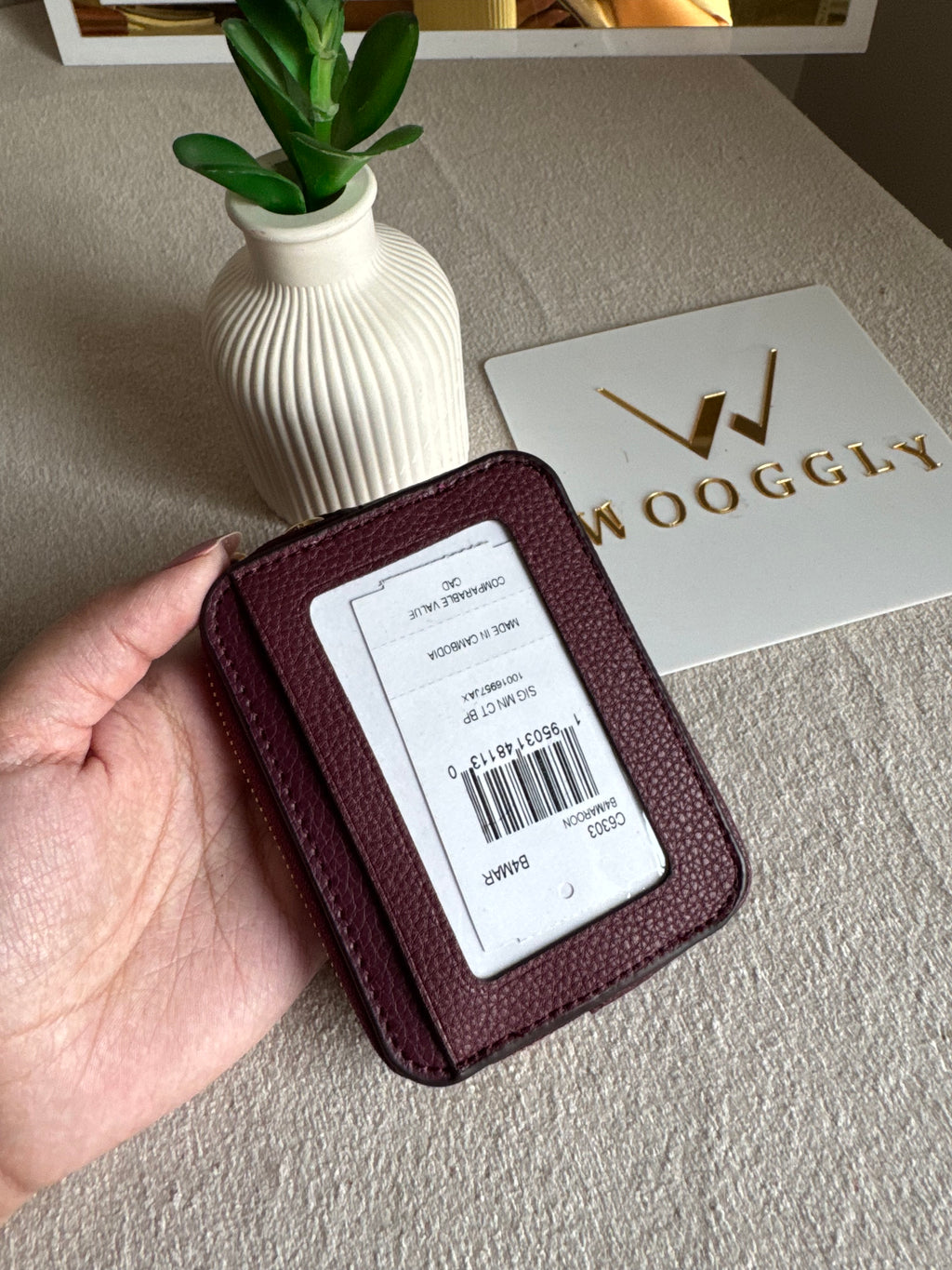 Coach Zip Card Case - Burgandy