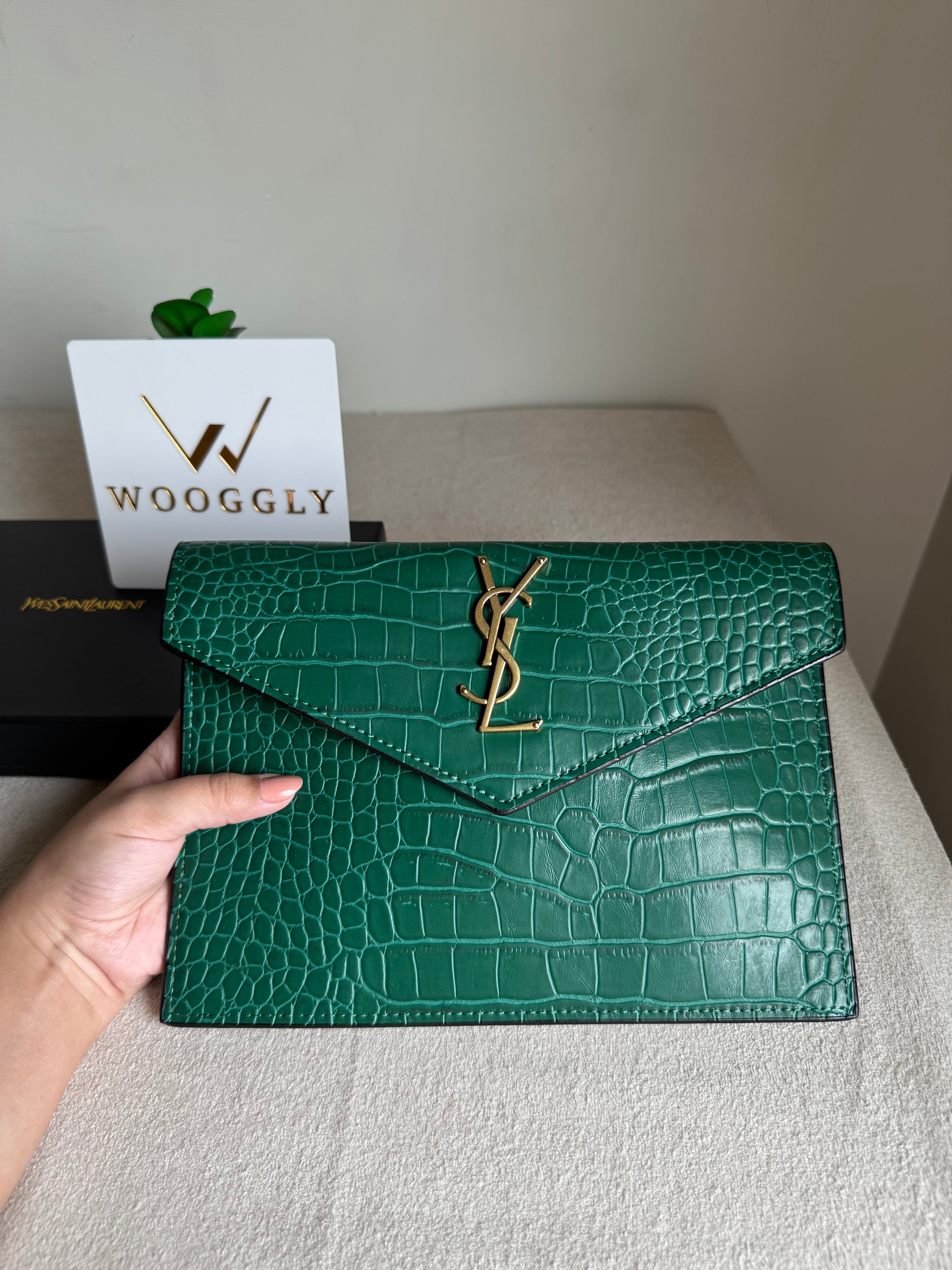 Premium Quality YSL Pouch with Box Packing - Green