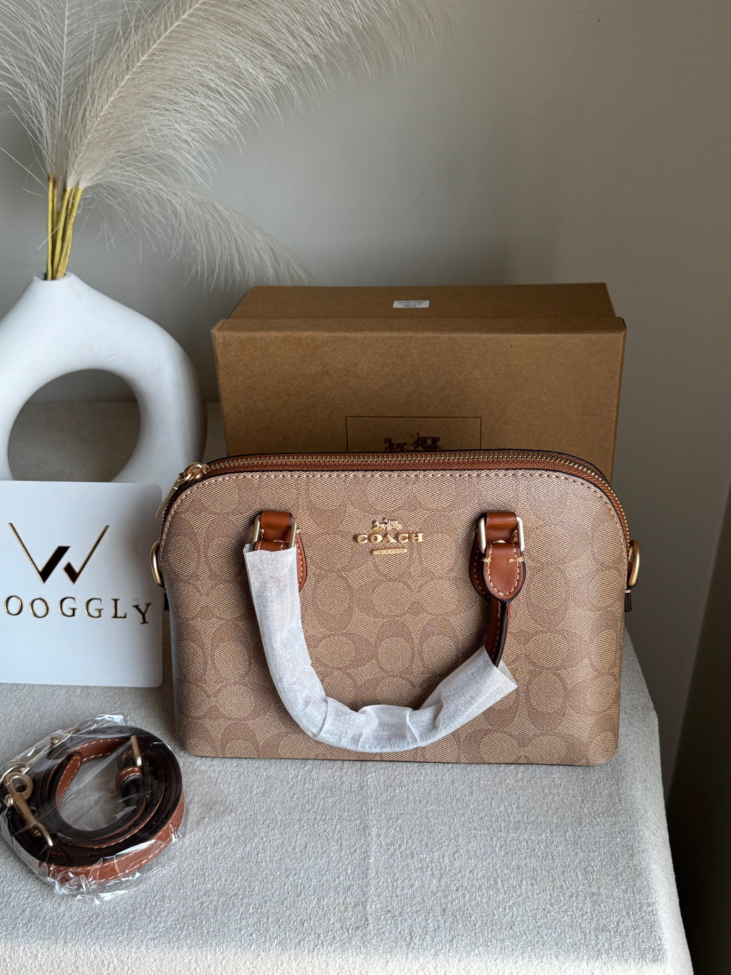 COACH PREMIUM Hand Bag (Apricot Brown) BOX PACKING