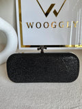 Bottega Shimmer Clutch Matte Top - Black with Chain