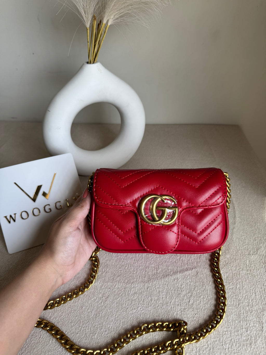 Gucci Signature Bag SMALL - Red with Box Packing