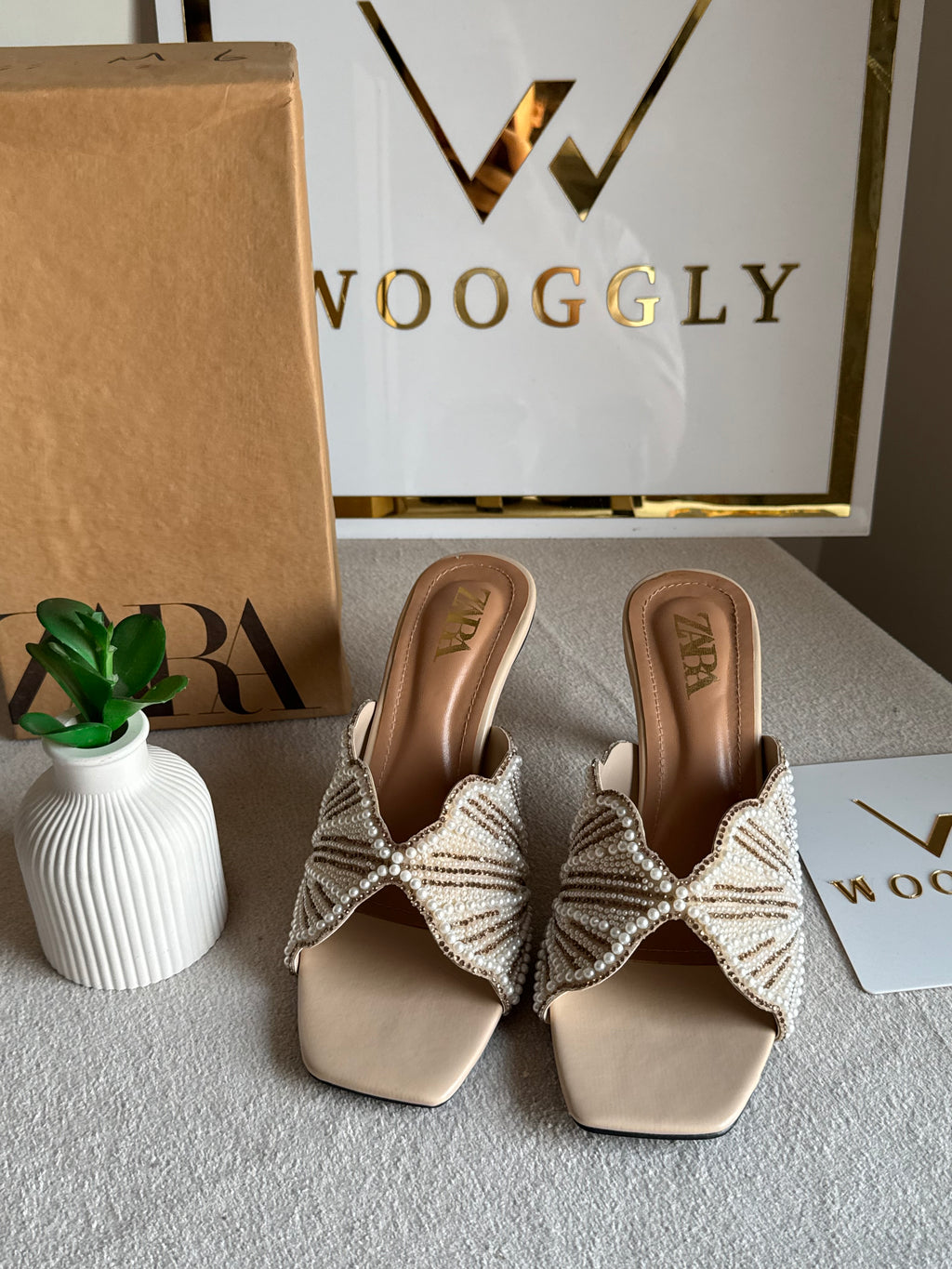 Viral Zara Faux Heels BEIGE with Brand Box