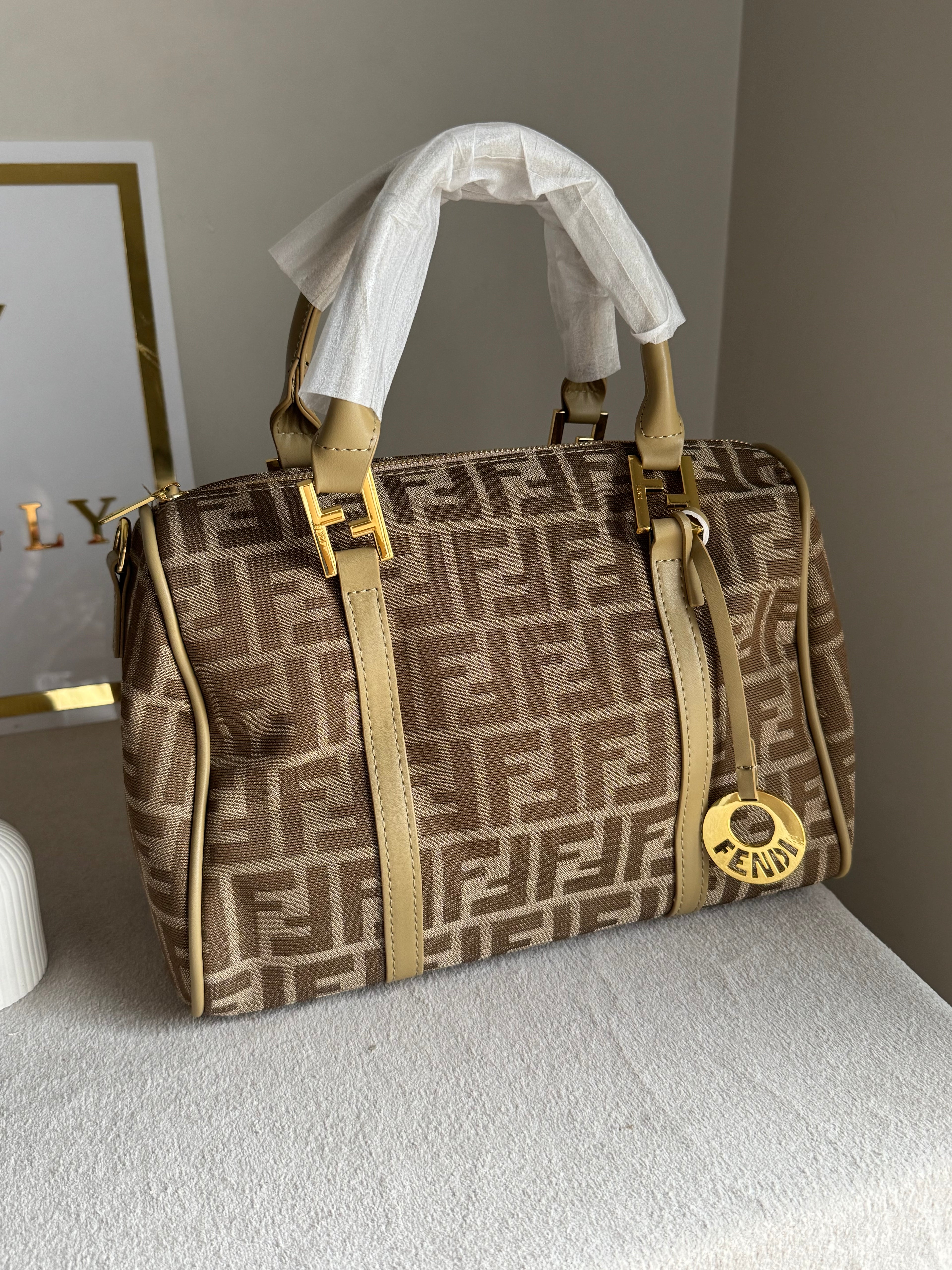Fendi Signature Hand Bag - Beige