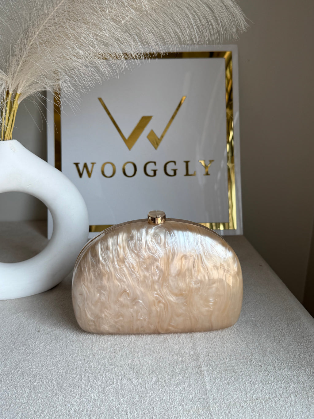 Marble Acrylic Clutch - Peach