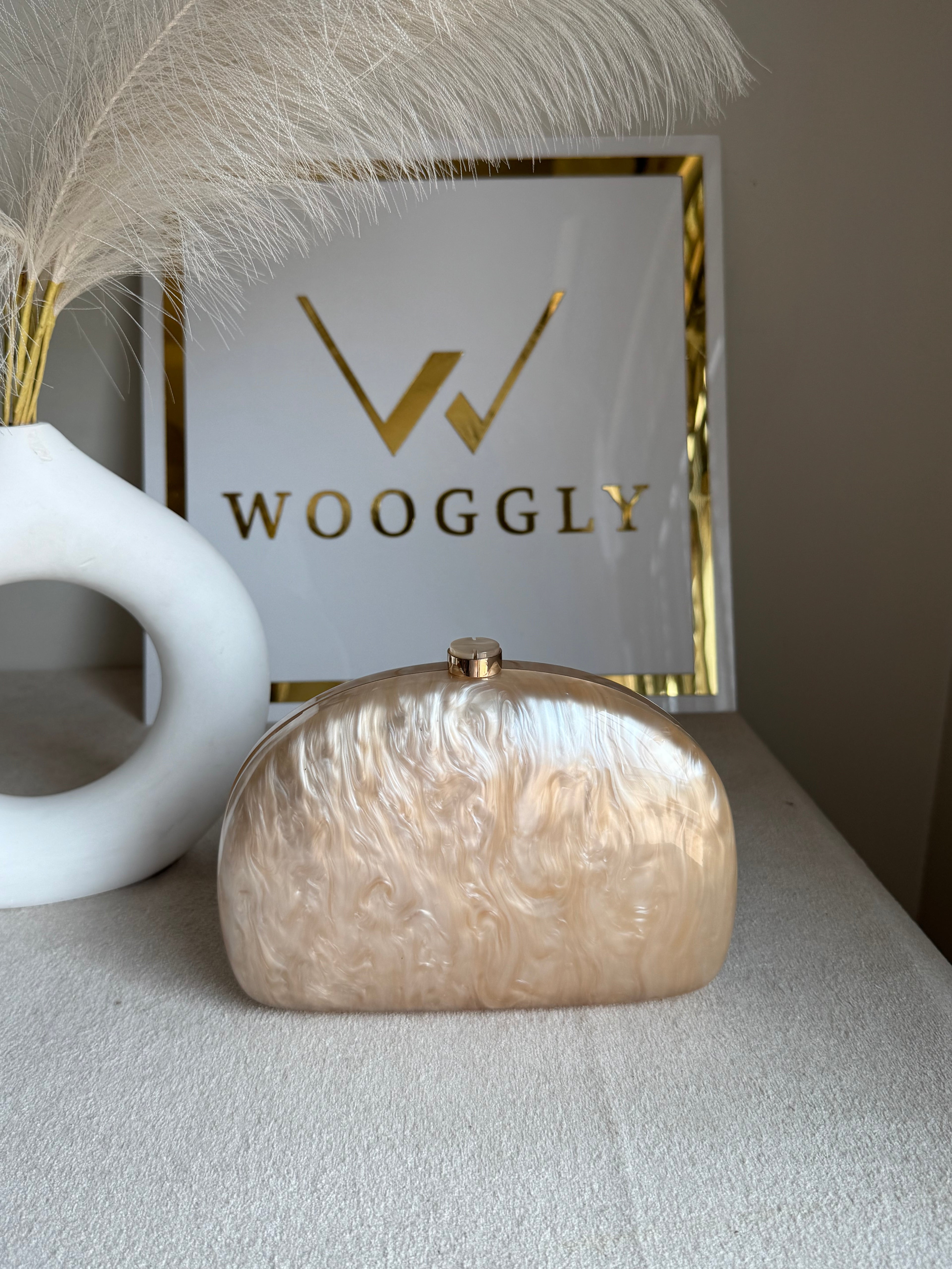 Marble Acrylic Clutch - Peach