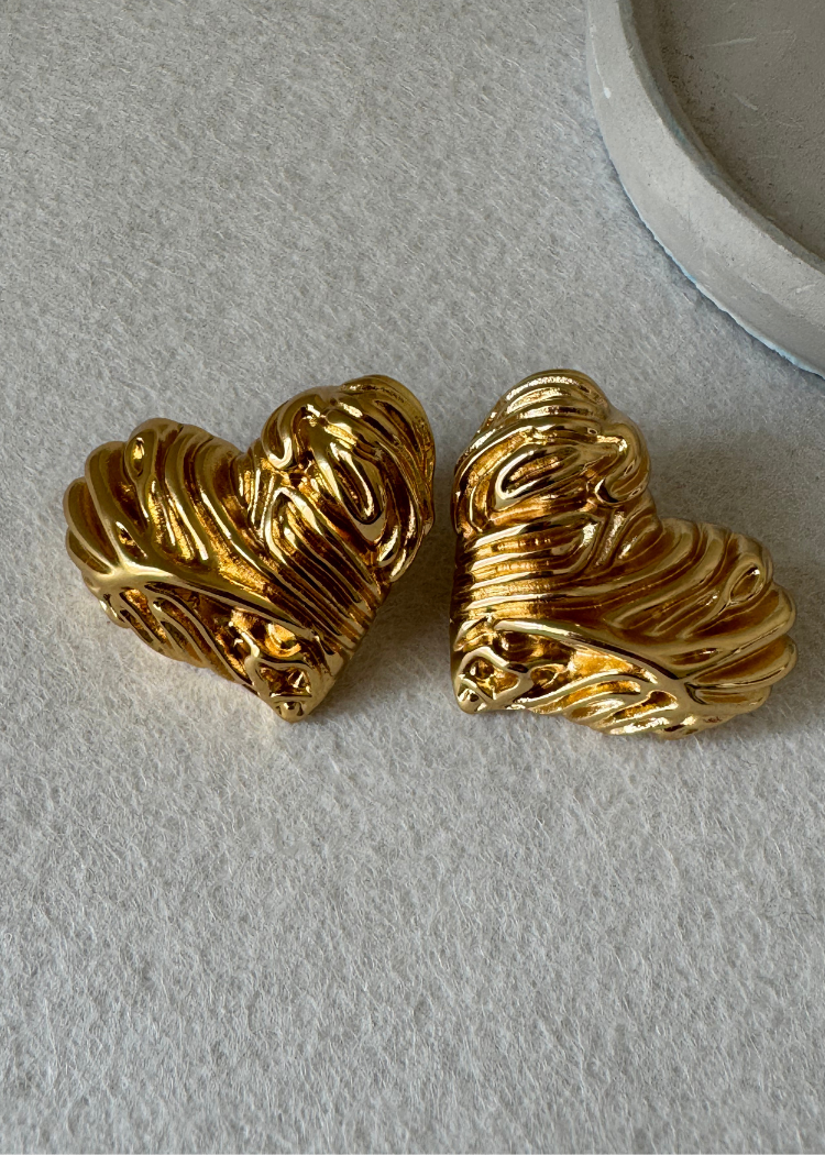 Cute Heart Earrings - 18K Gold Plated