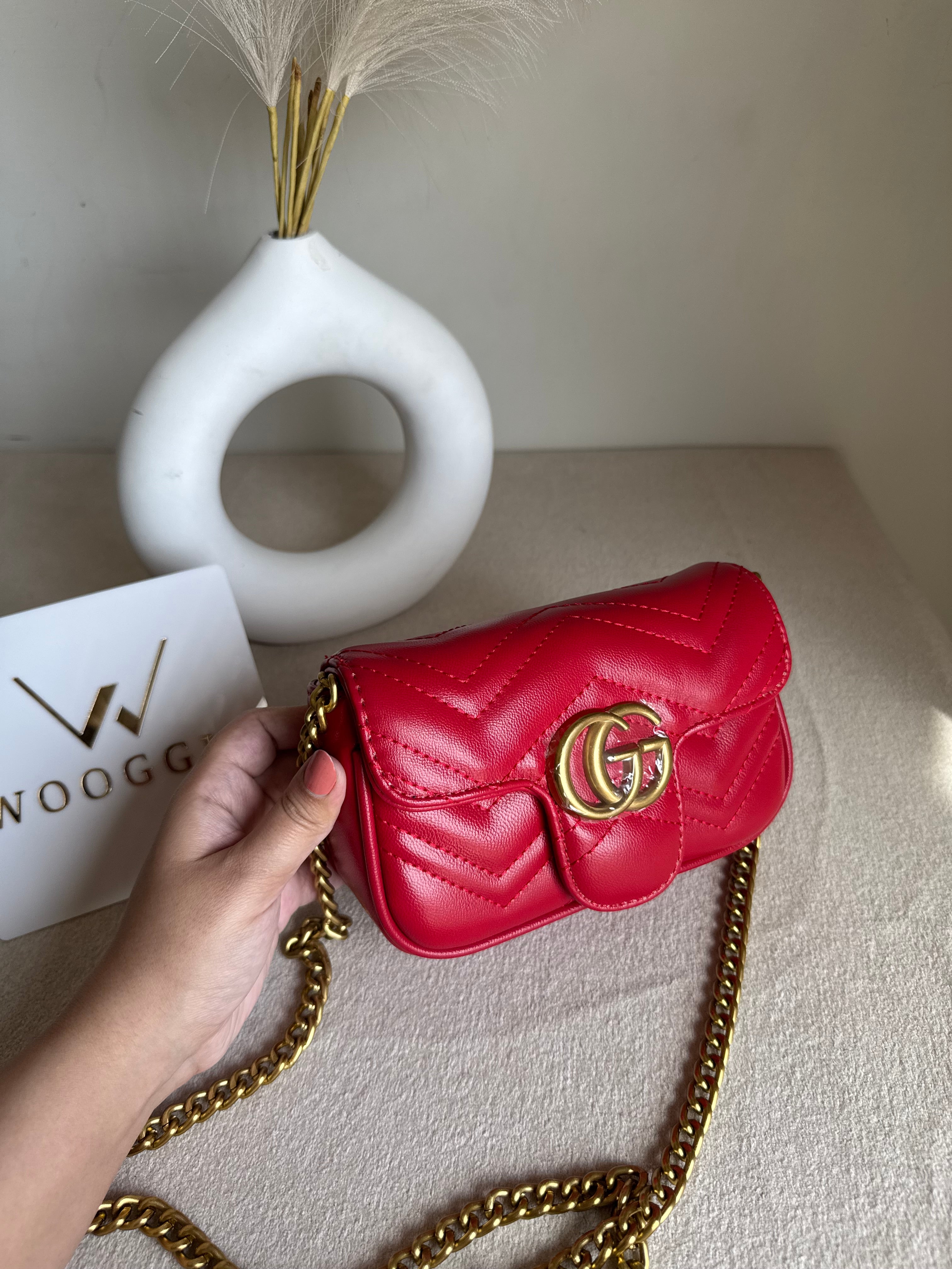 Gucci Signature Bag SMALL - Red with Box Packing