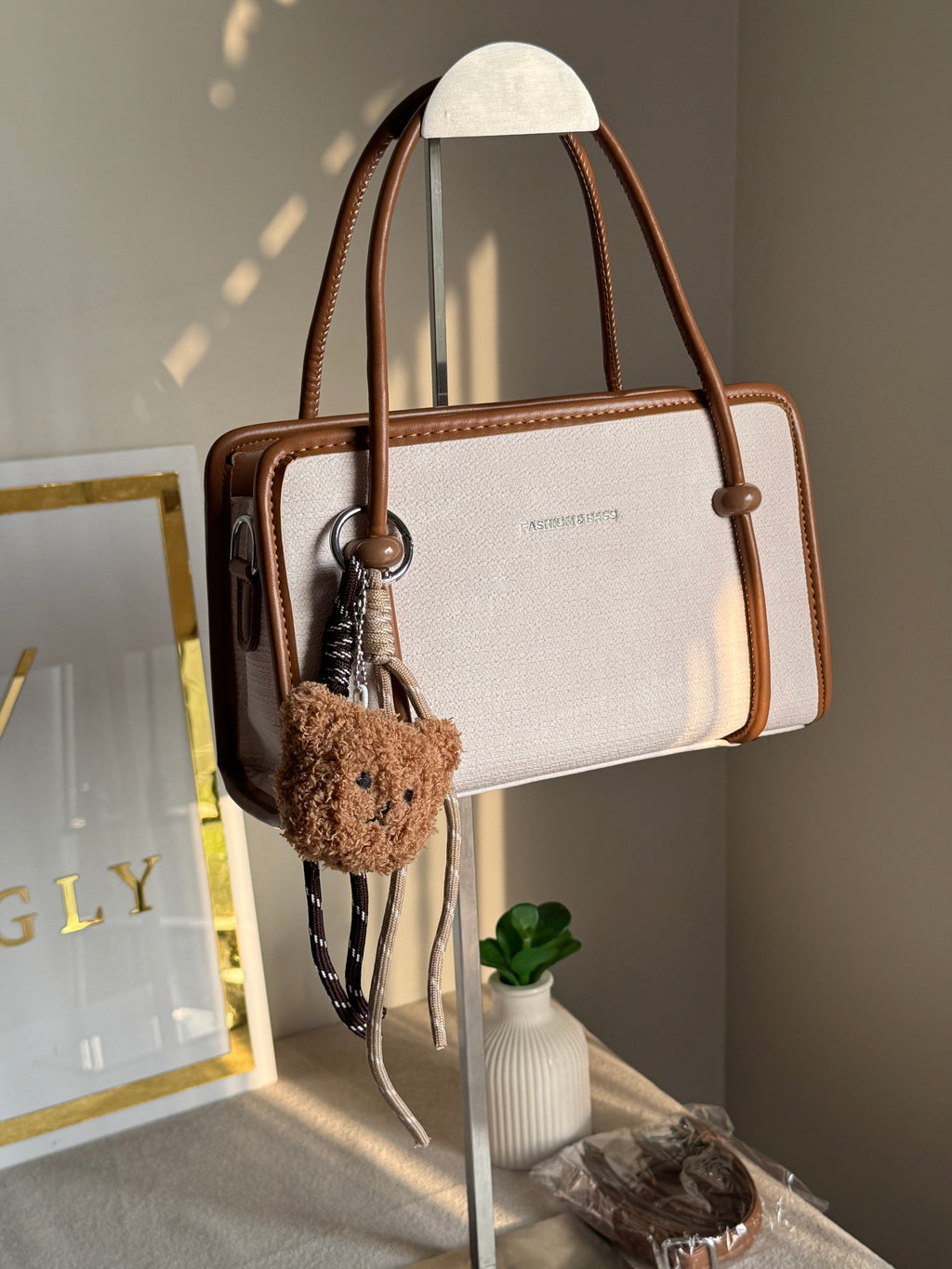 Coco White Teddy Bag with Teddy Bag Charm