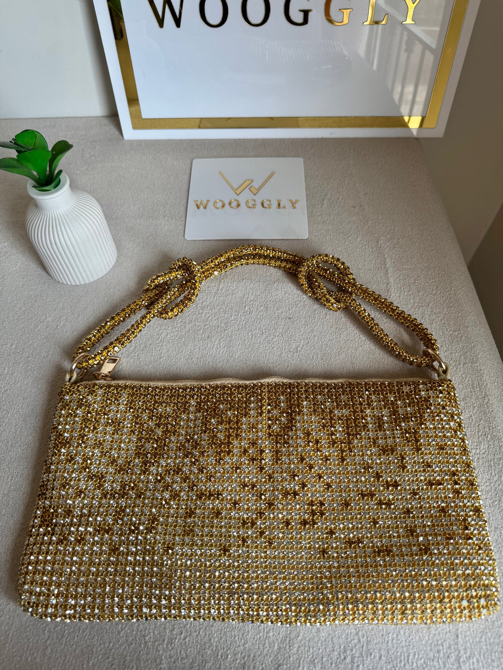 Dreamy Party Wear Rhinestone Bag - Champagne