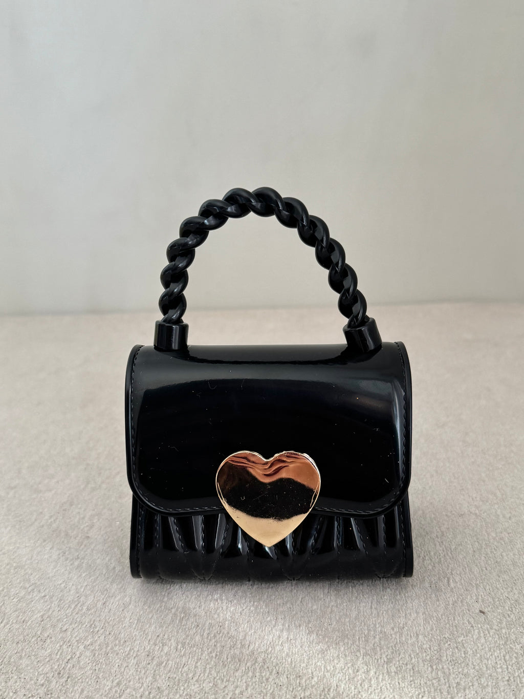 Cute Kids Heart Bag with Chain - Black