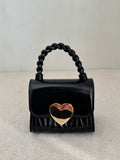 Cute Kids Heart Bag with Chain - Black