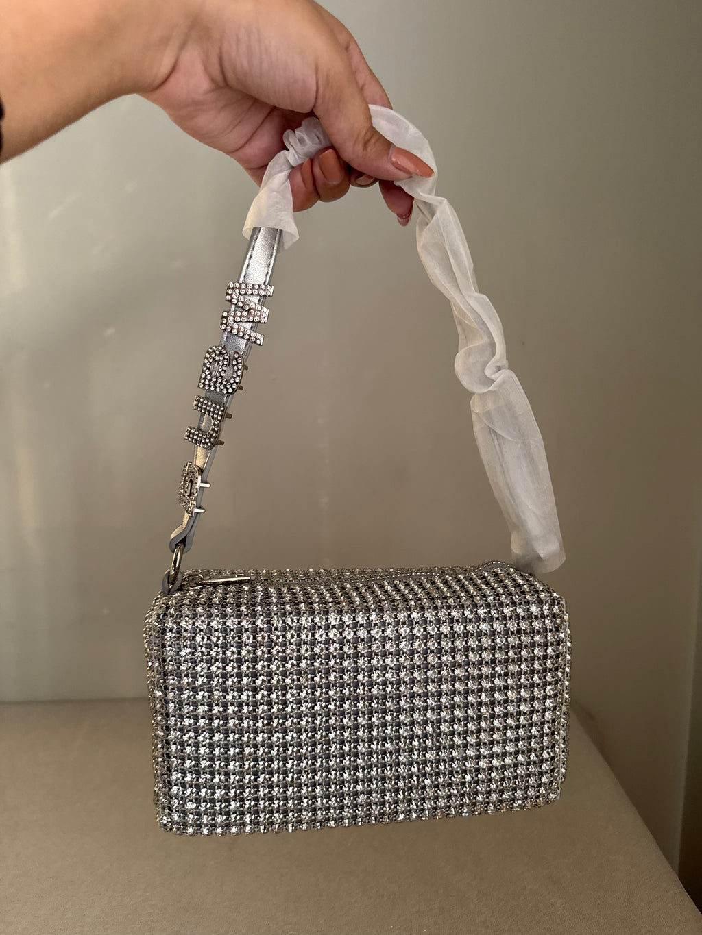 Alexander Wang Rhinestone Evening Clutch (Silver)