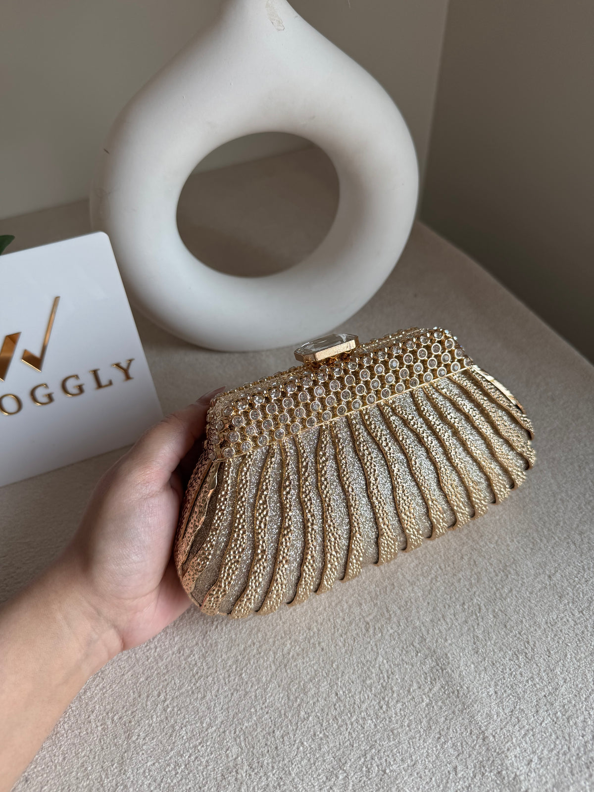 Roselle Clutch Champagne Metal