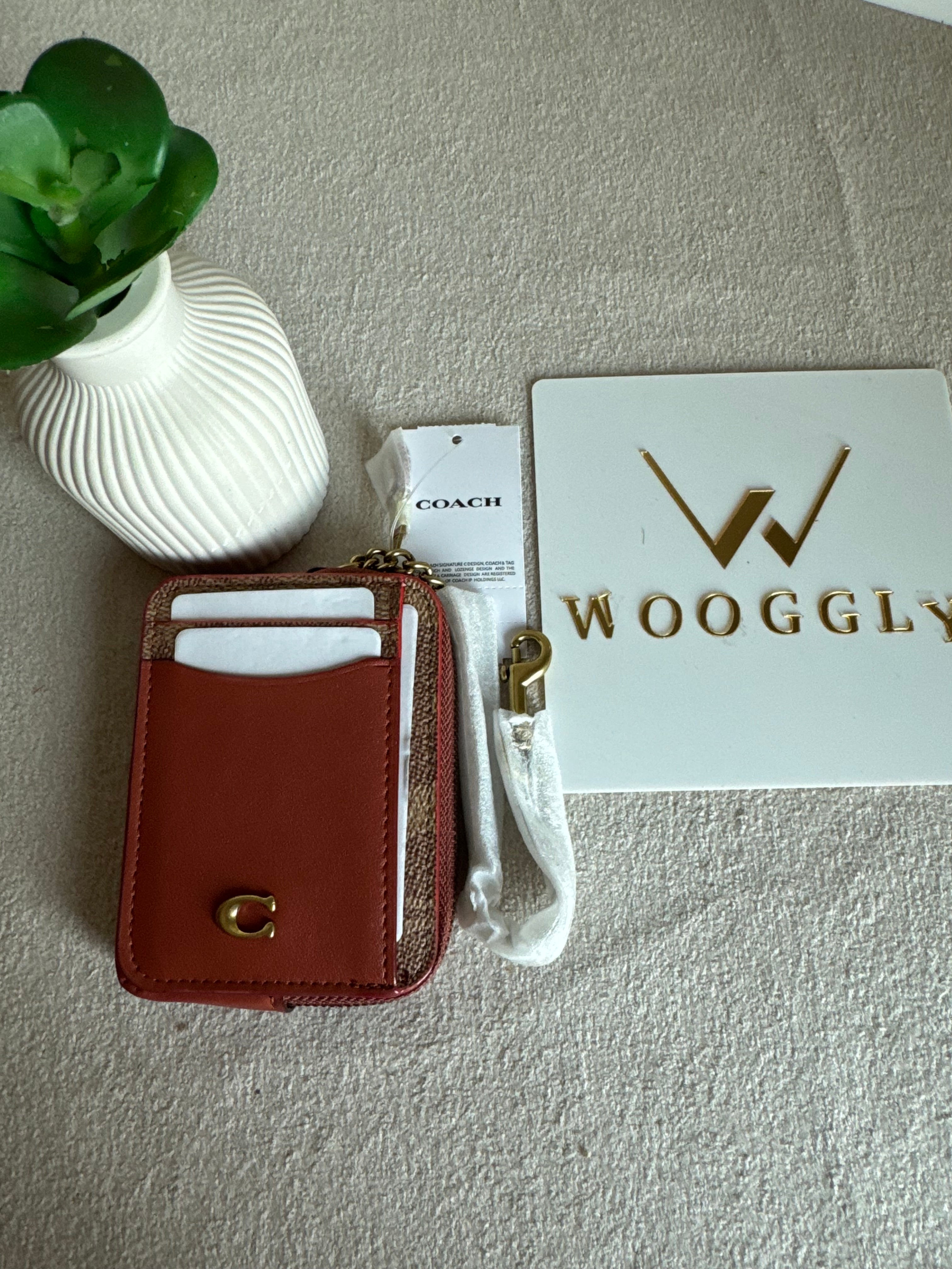 Coach Zip Card Case - Warm Brown