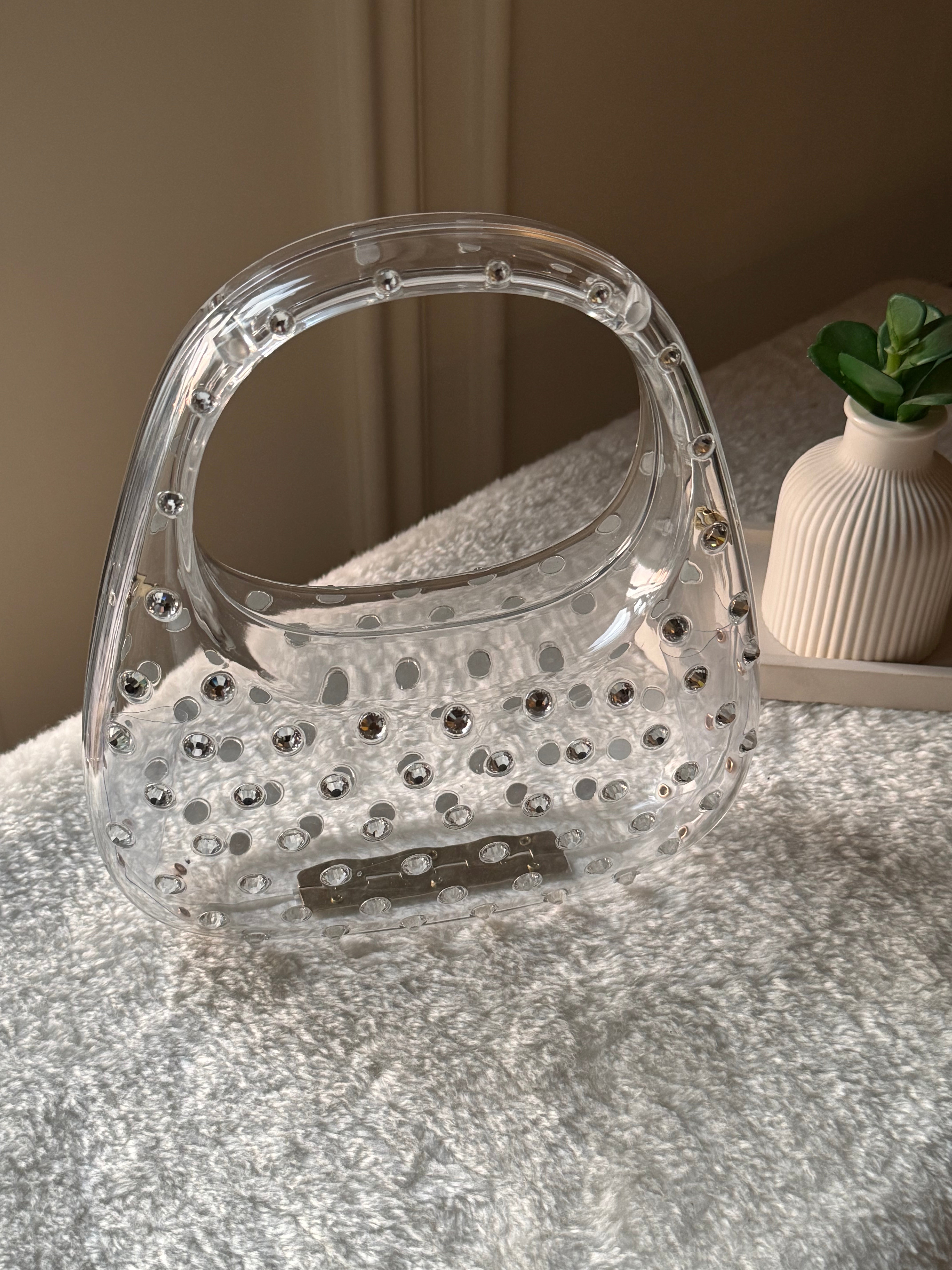 Glimmer Clutch (Silver) with Long Chain