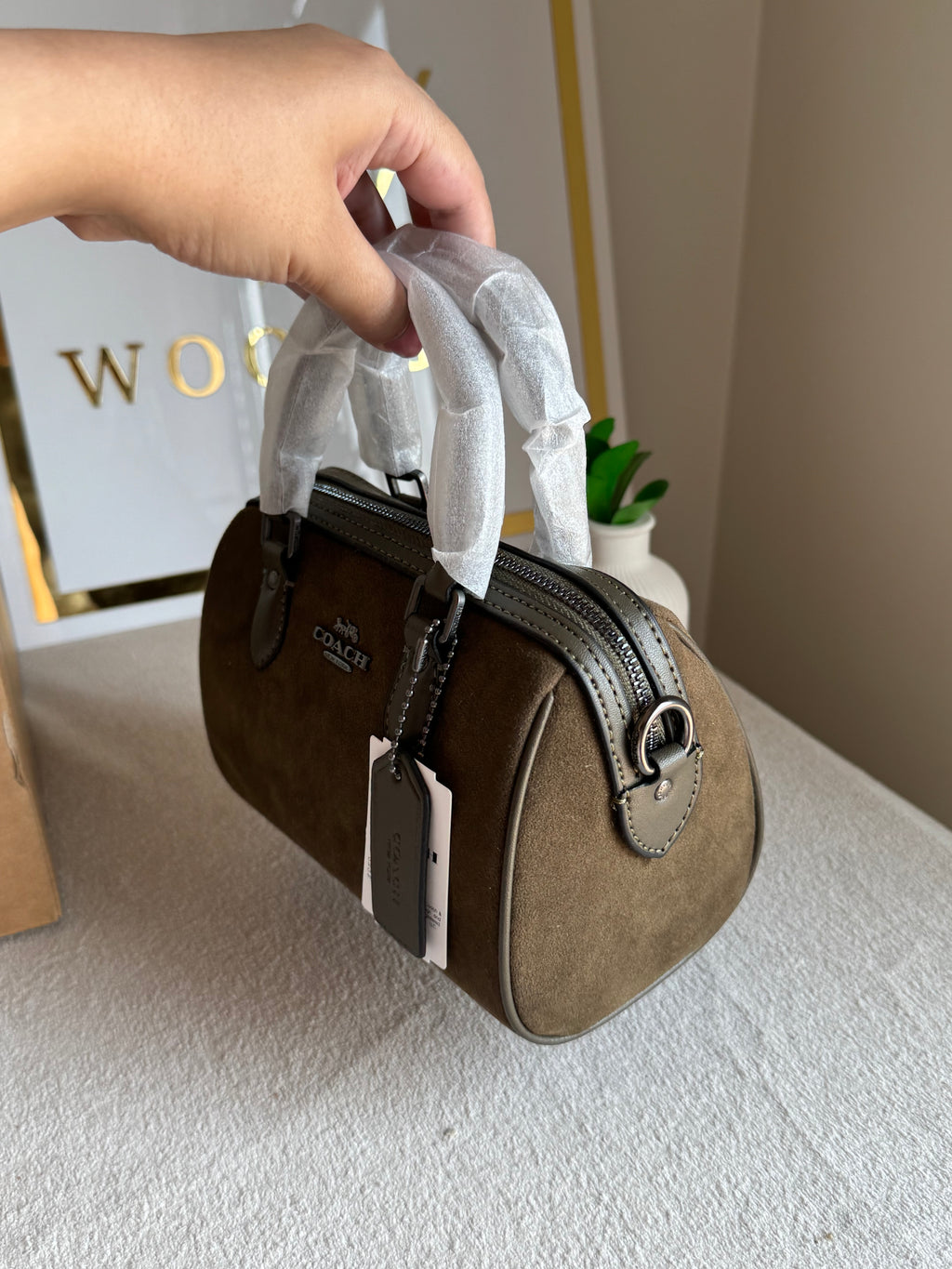 COACH Mini Duffle Bag PREMIUM with Long Strap (Olive) - BOX PACKING