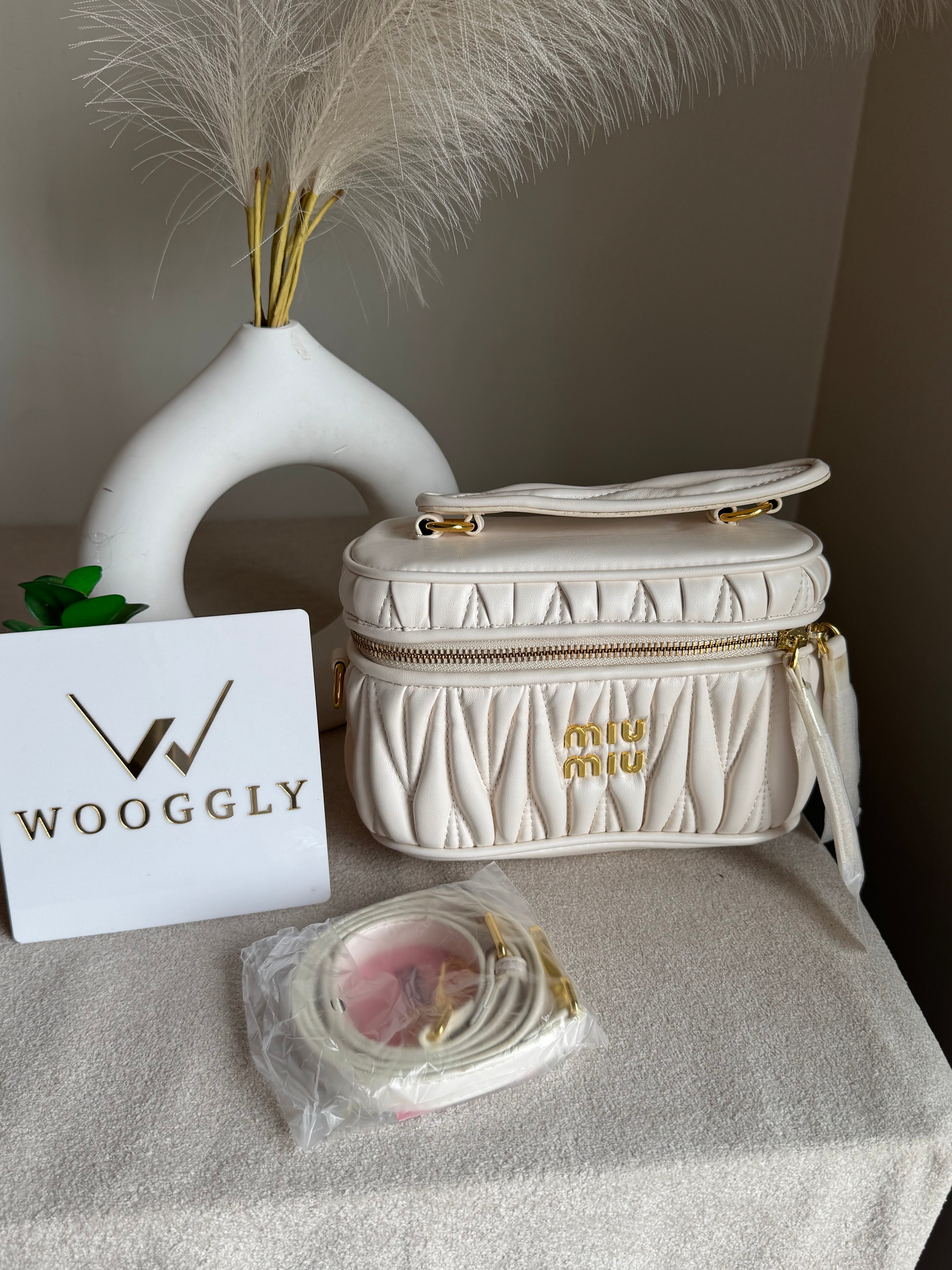 Miu Miu Quilted Crossbody Bag - Cream