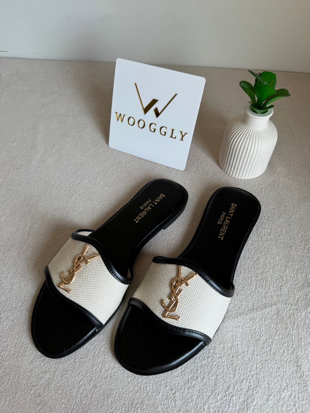 YSL Jute Slides - Black