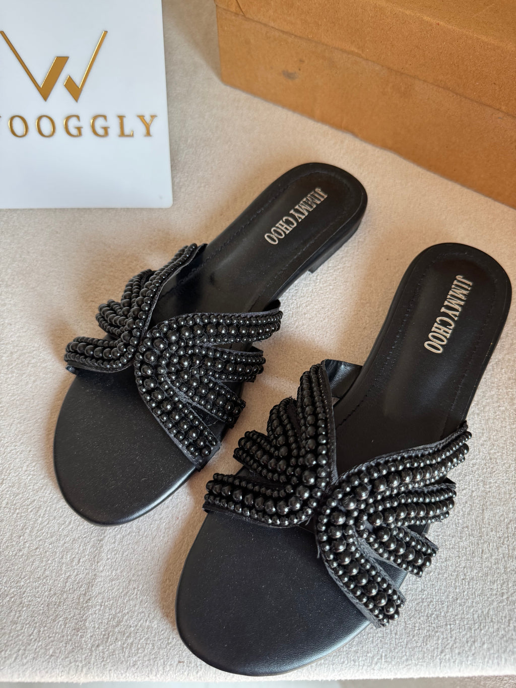 Jimmy Choo Pearl Slides - Black
