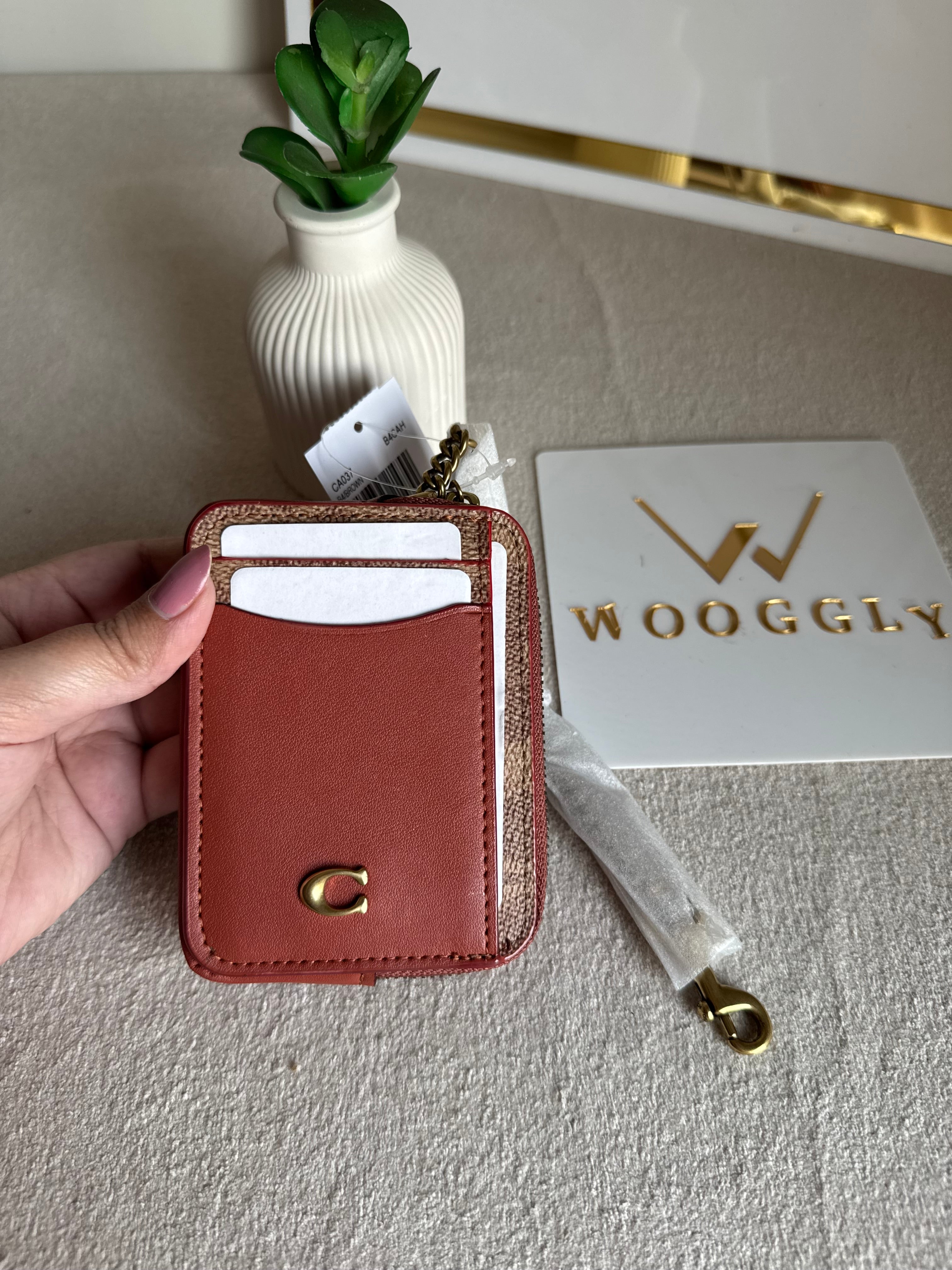 Coach Zip Card Case - Warm Brown