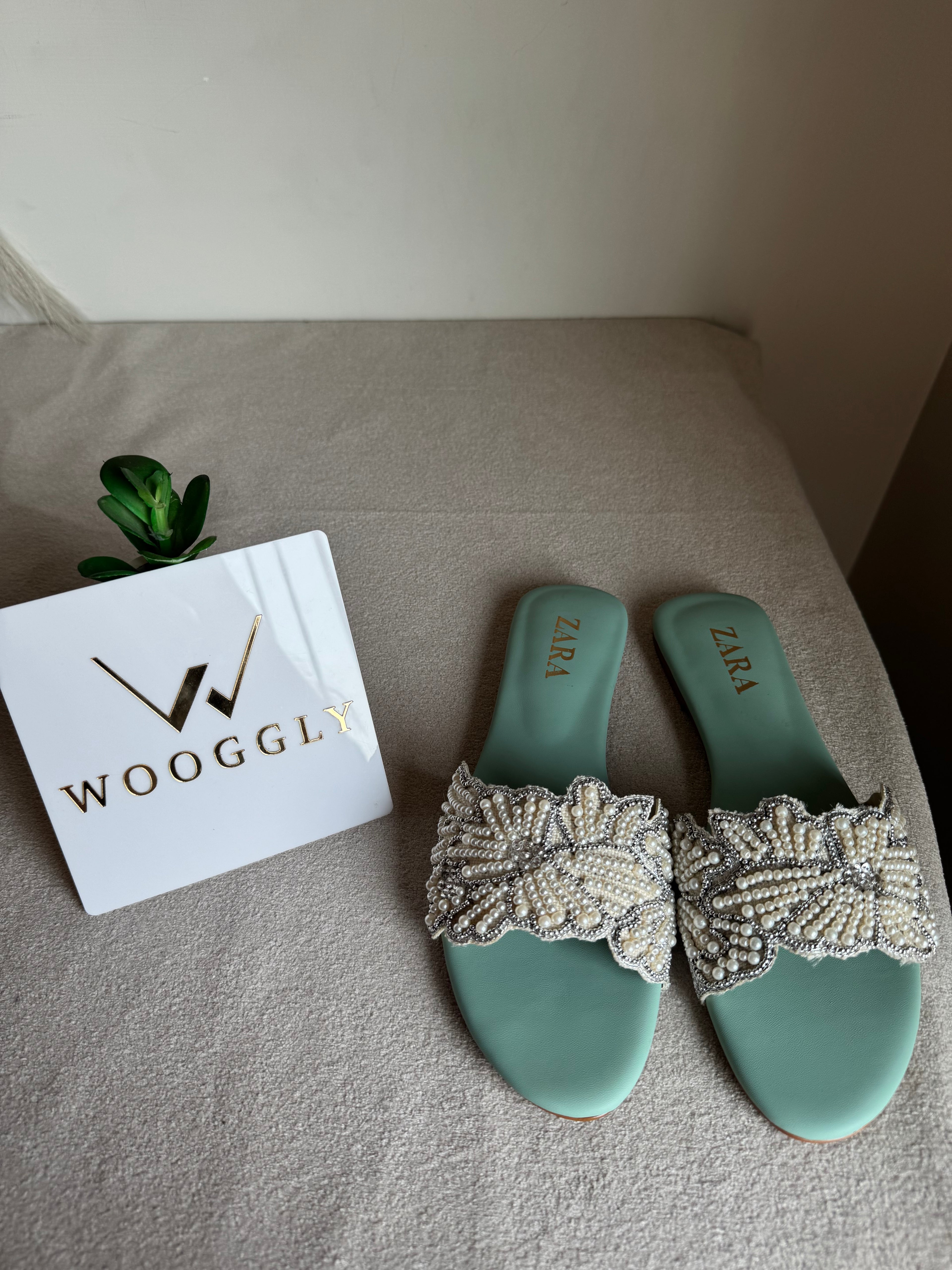 Zara Sugar Bloom Slides - Turquoise