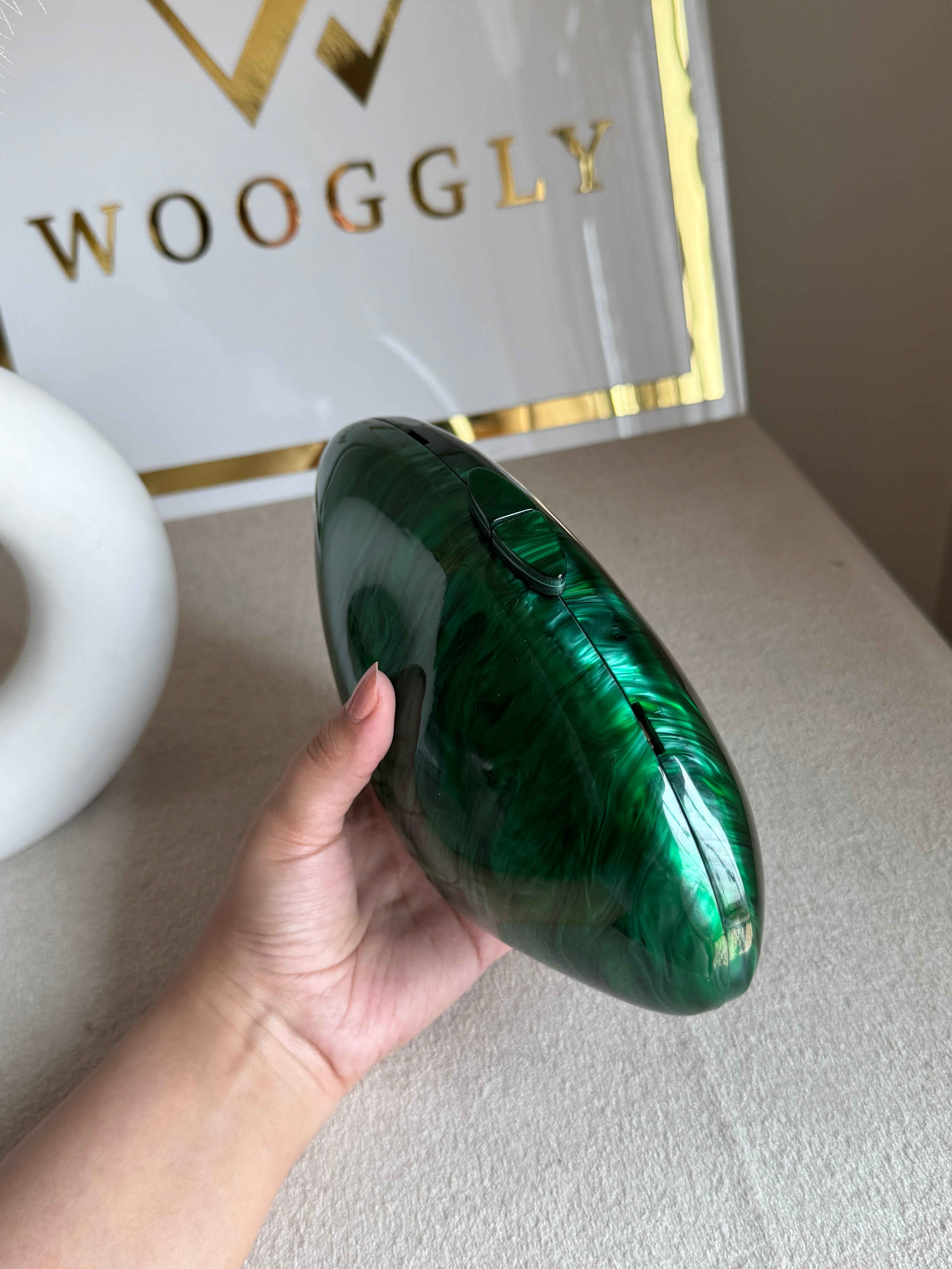 Marble Acrylic Clutch - Emerald Green