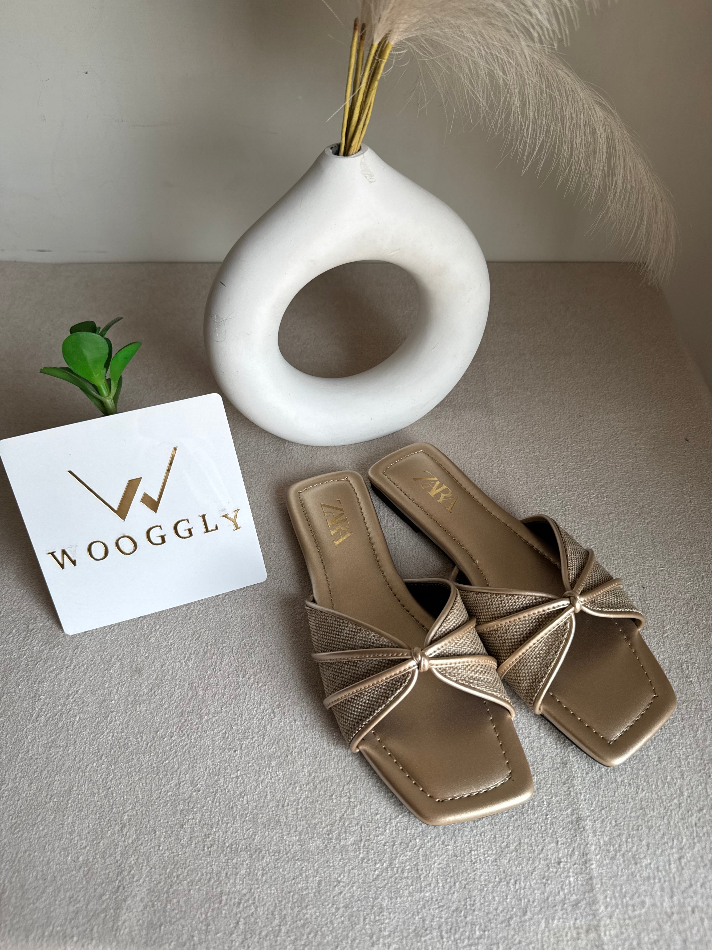 Zara Knot Slides Fawn