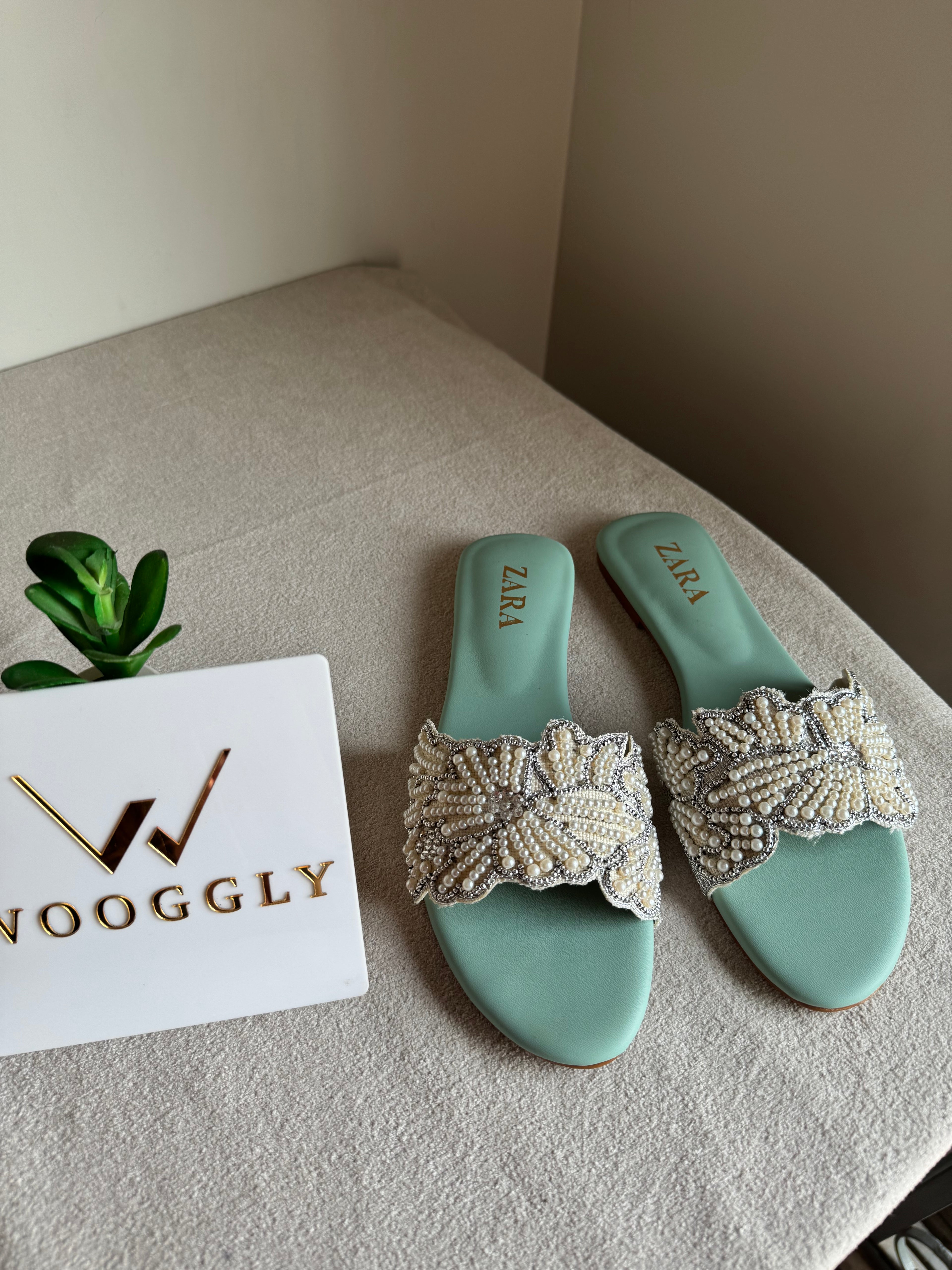 Zara Sugar Bloom Slides - Turquoise