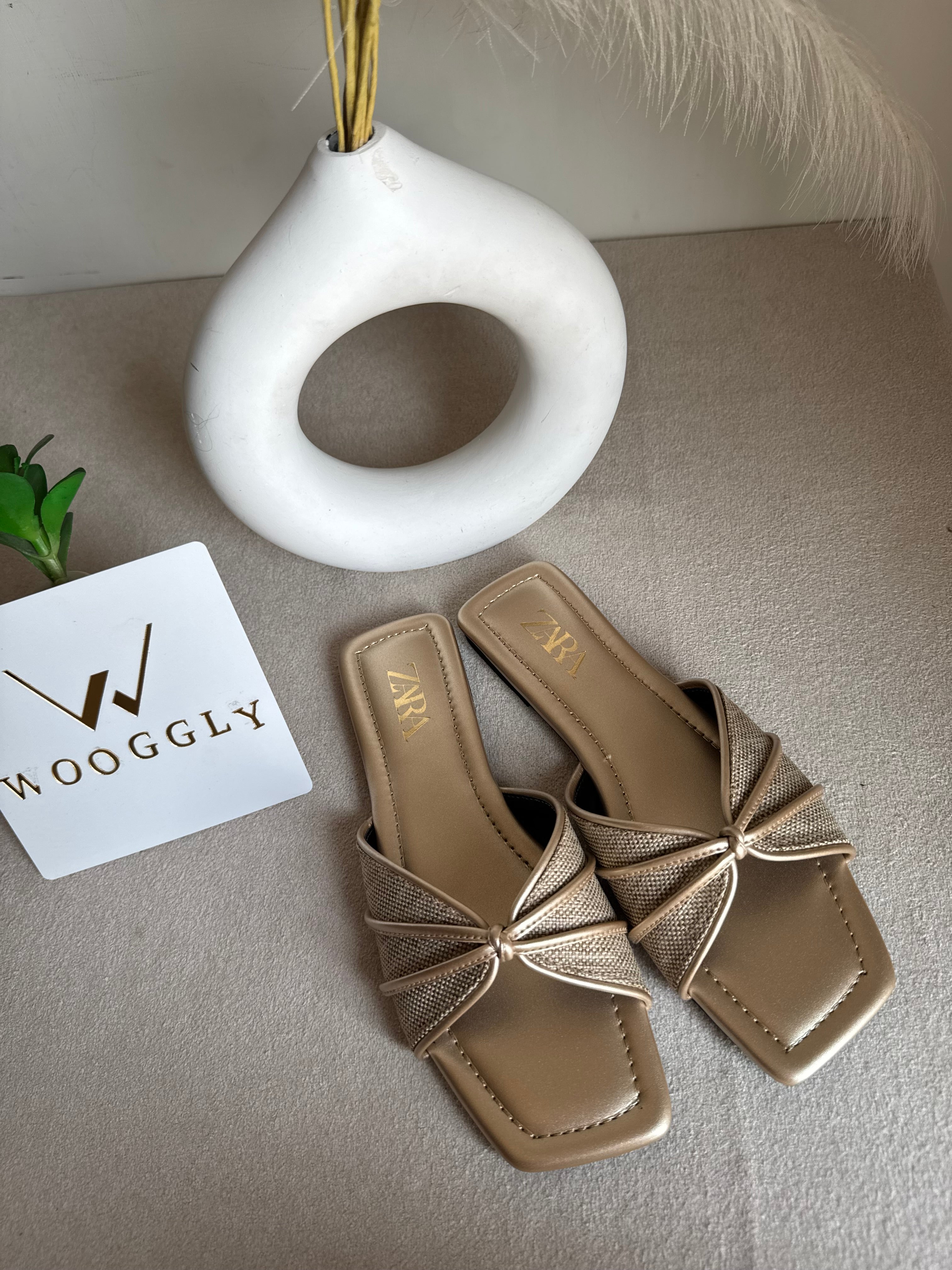 Zara Knot Slides Fawn