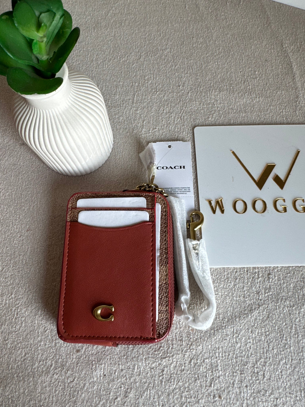 Coach Zip Card Case - Warm Brown
