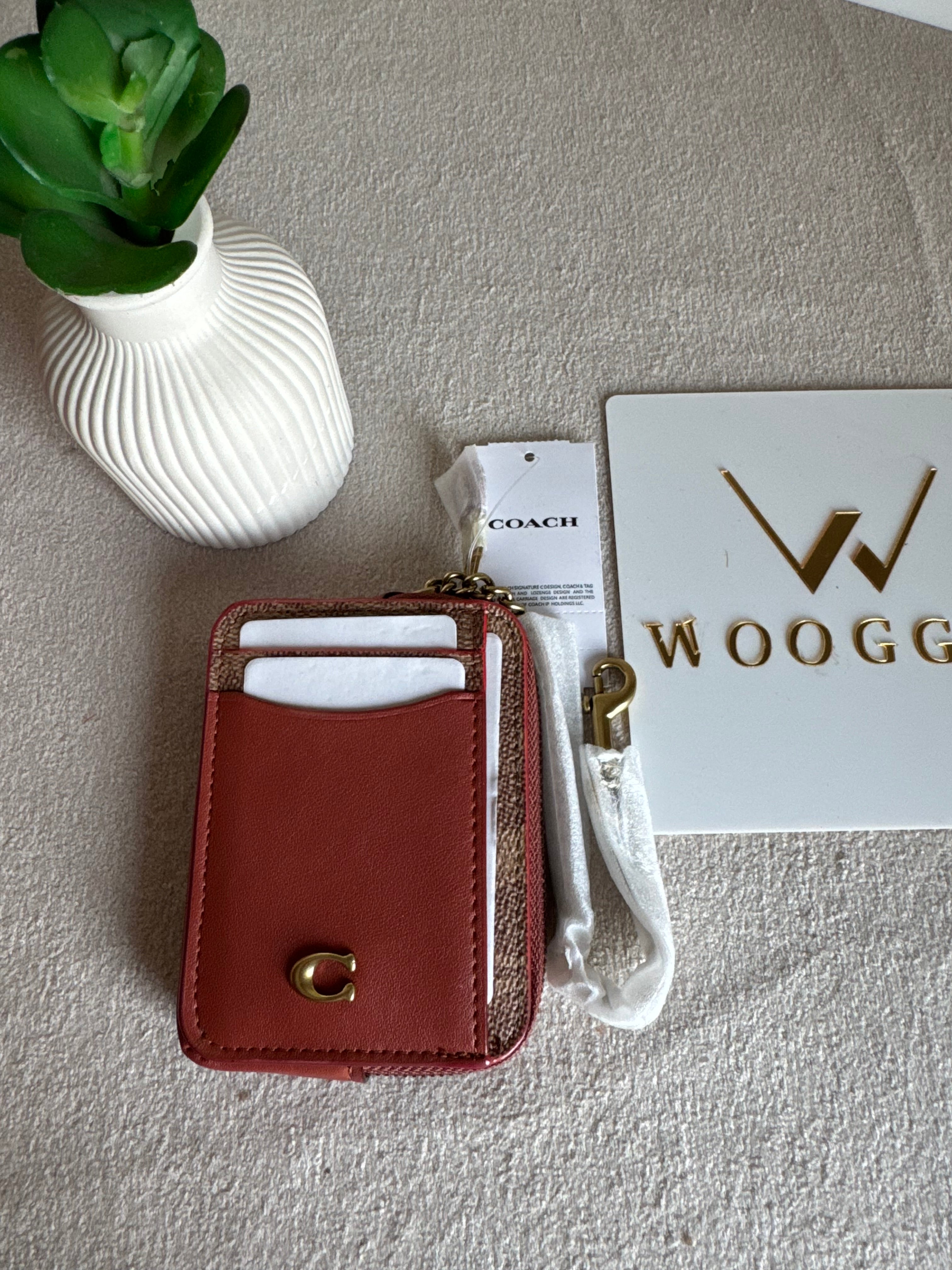 Coach Zip Card Case - Warm Brown