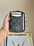Coach Zip Card Case - Black with Silver Logo