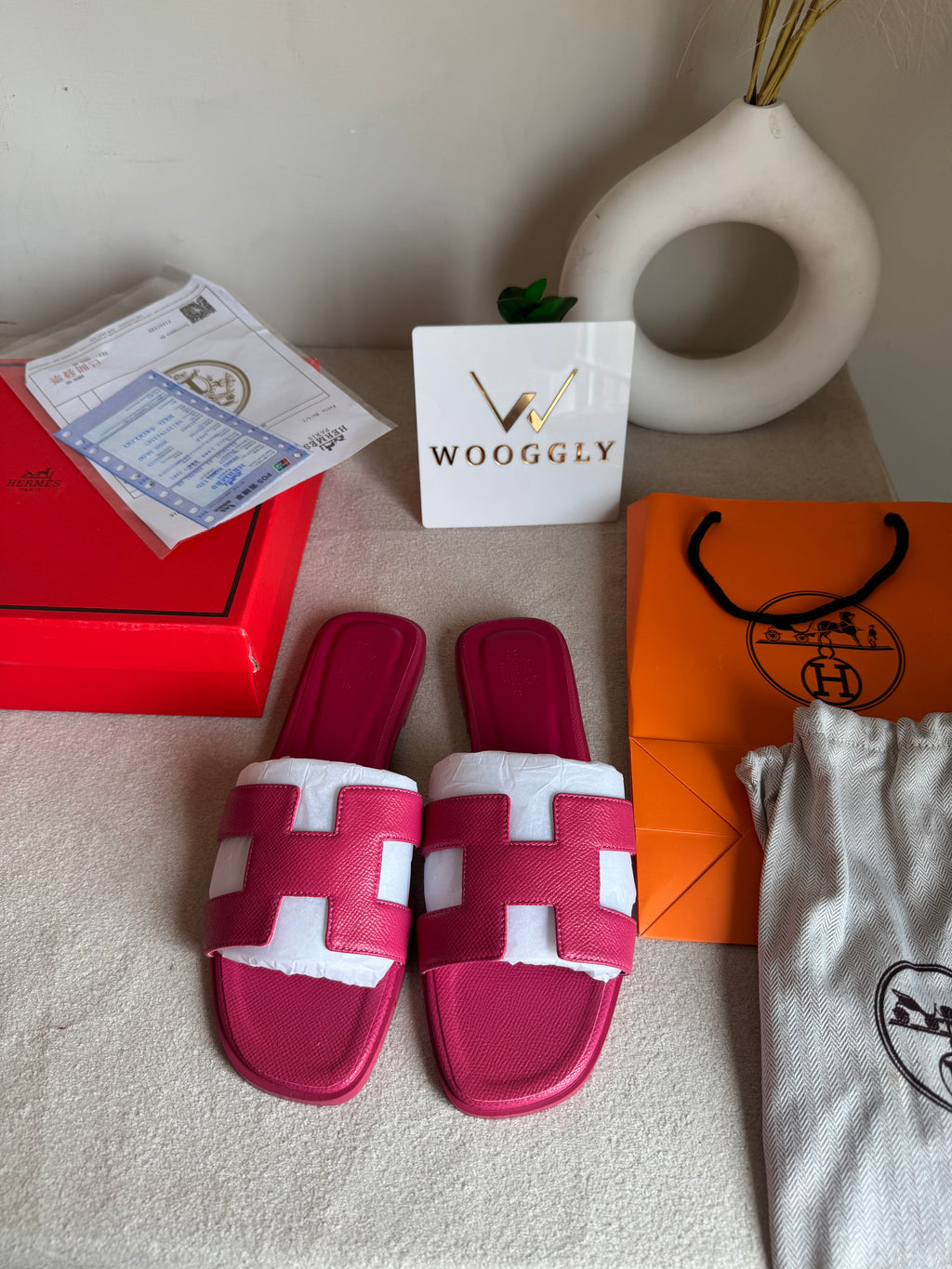 Premium Hermes Slides Hot Pink