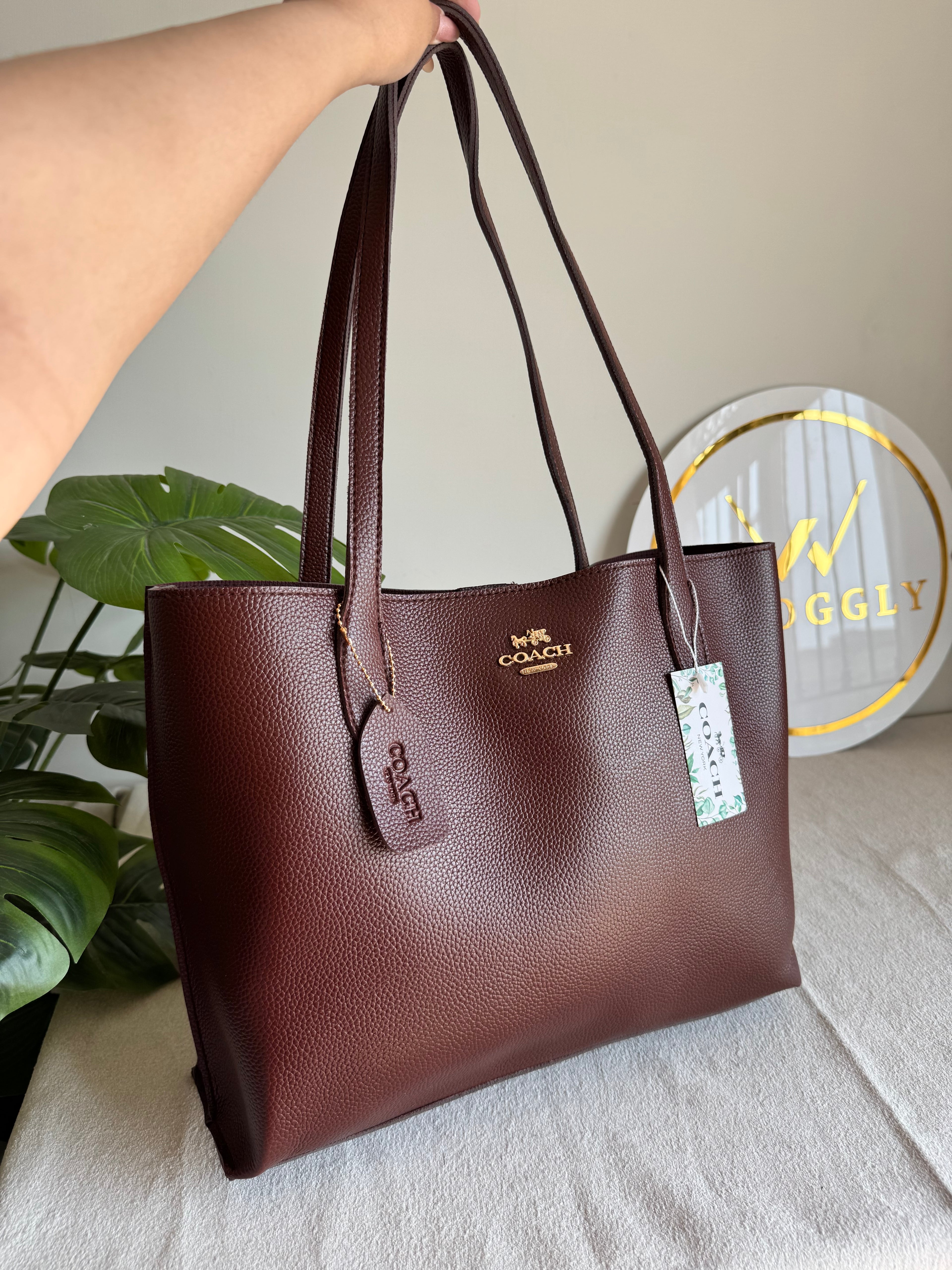 COACH Solid Tote Bag - Chocolate Brown