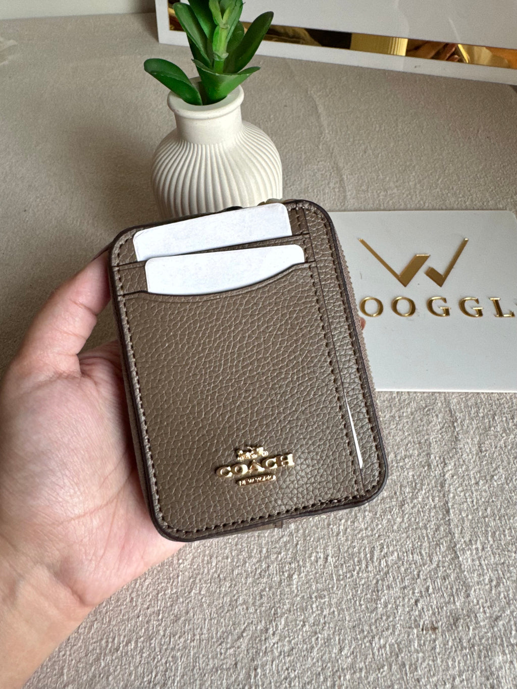 Coach Zip Card Case - Olive