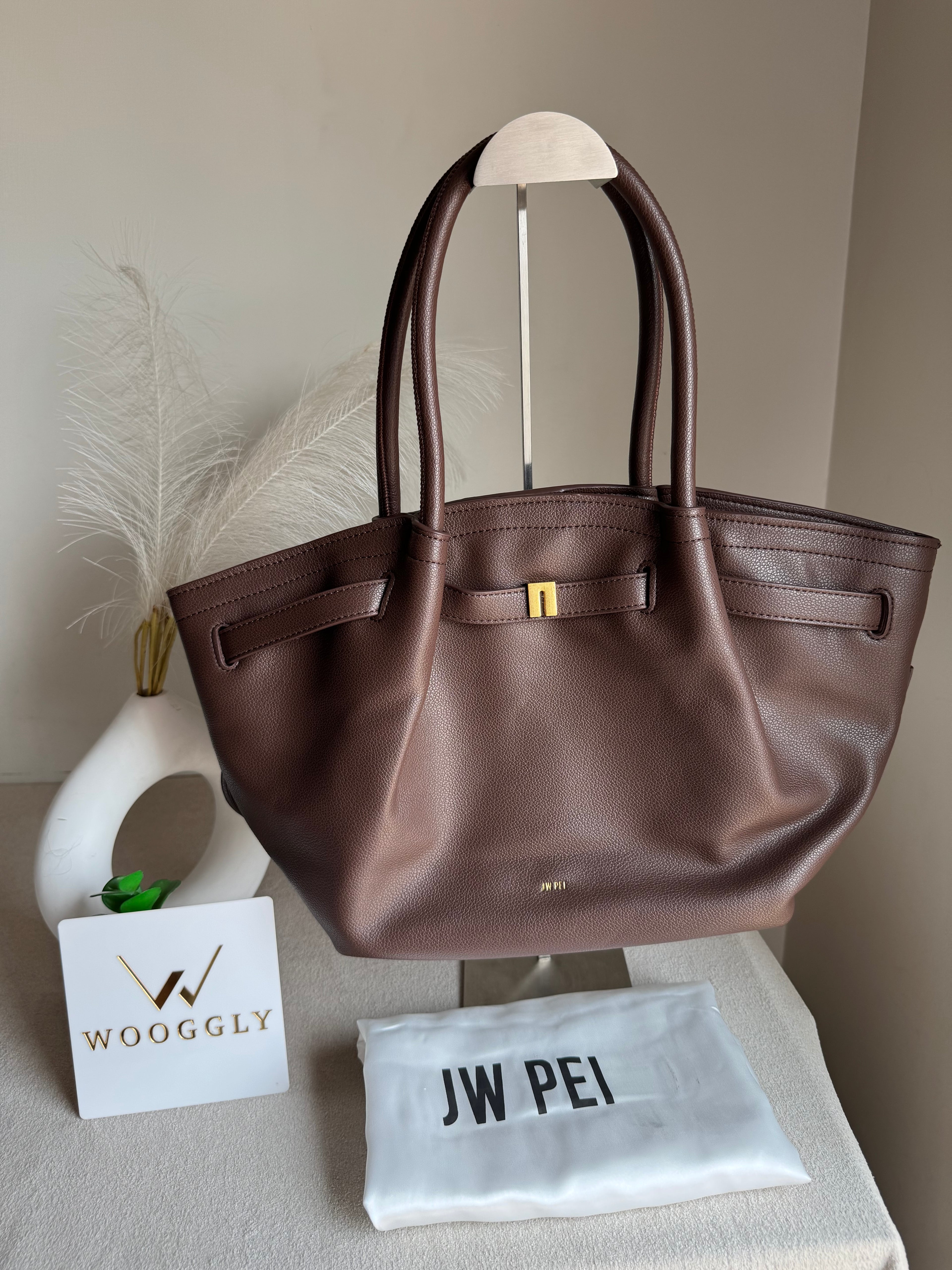 JW PEI Hana Tote Bag - Leather Chocolate Brown