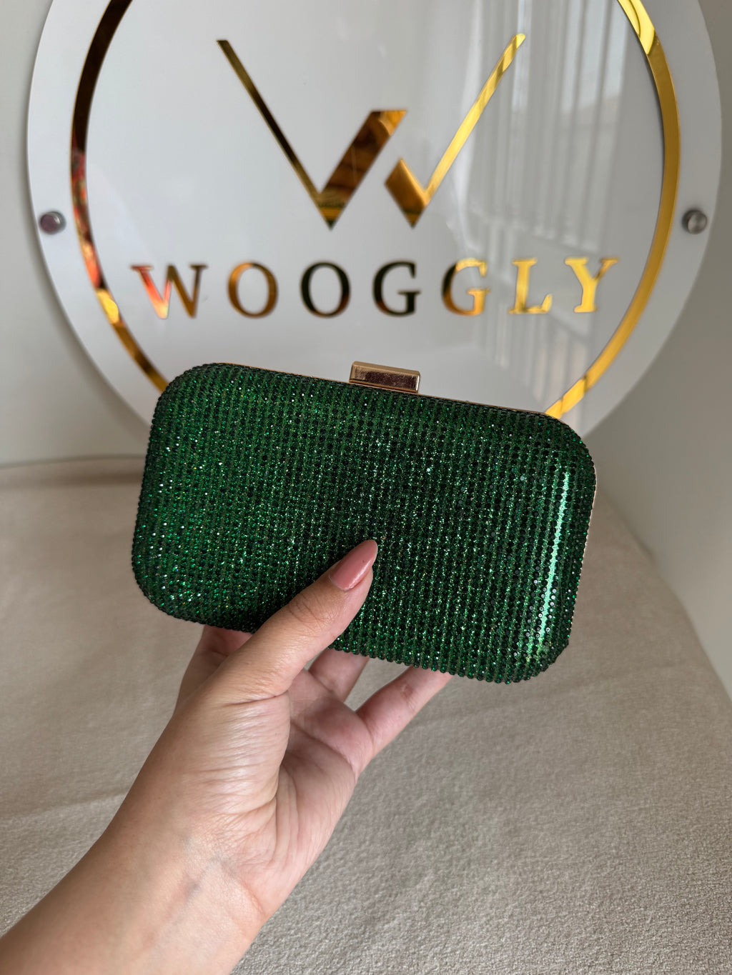 Mehar Shimmer Clutch - Emerald Green