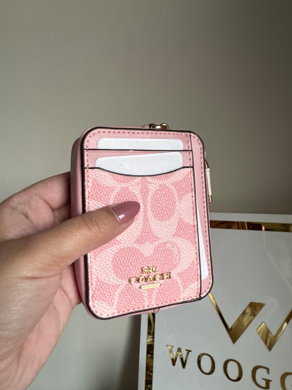 Coach Zip Card Case - Baby Pink