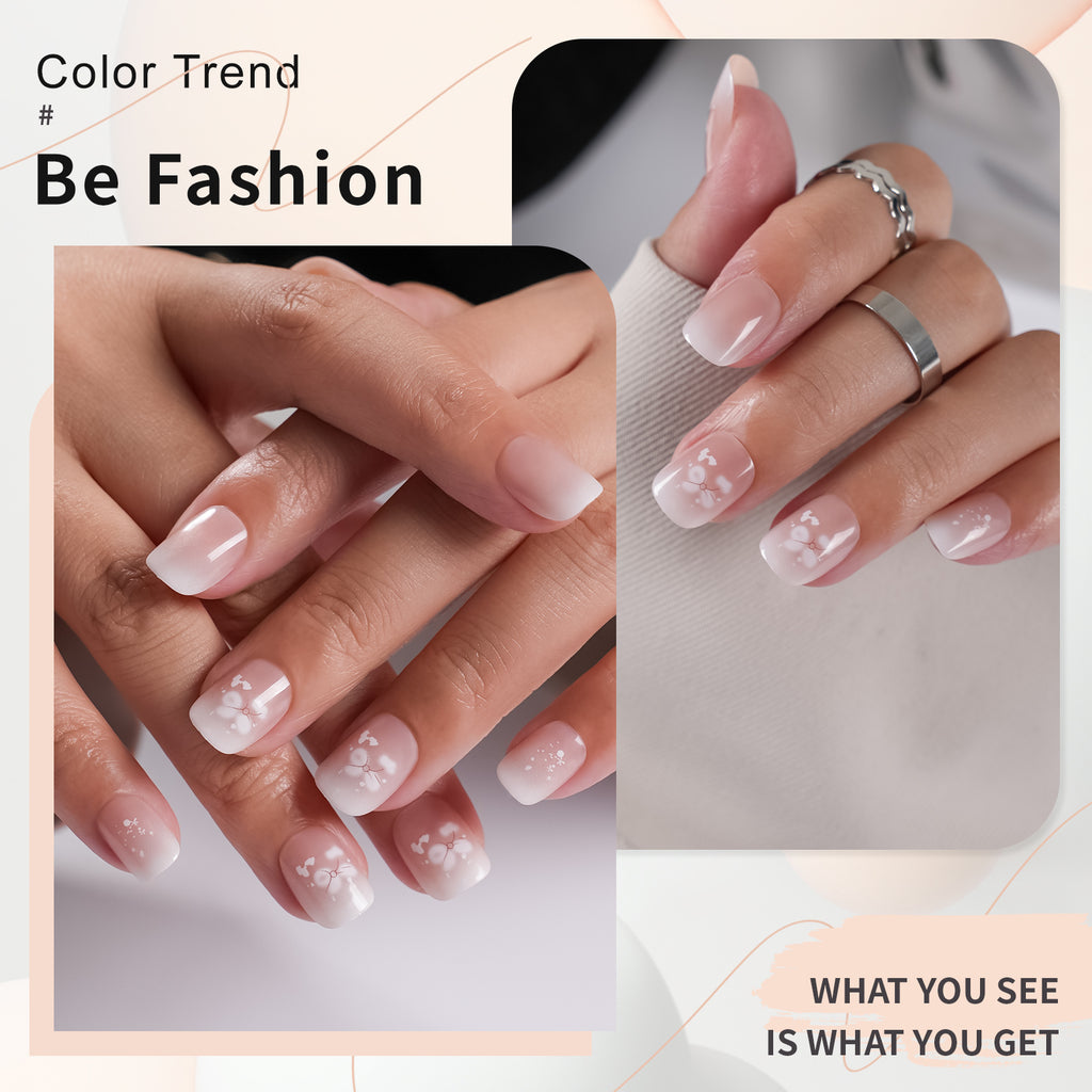 Glossy Beauty Press On Nails - 24 Pieces Complete Kit