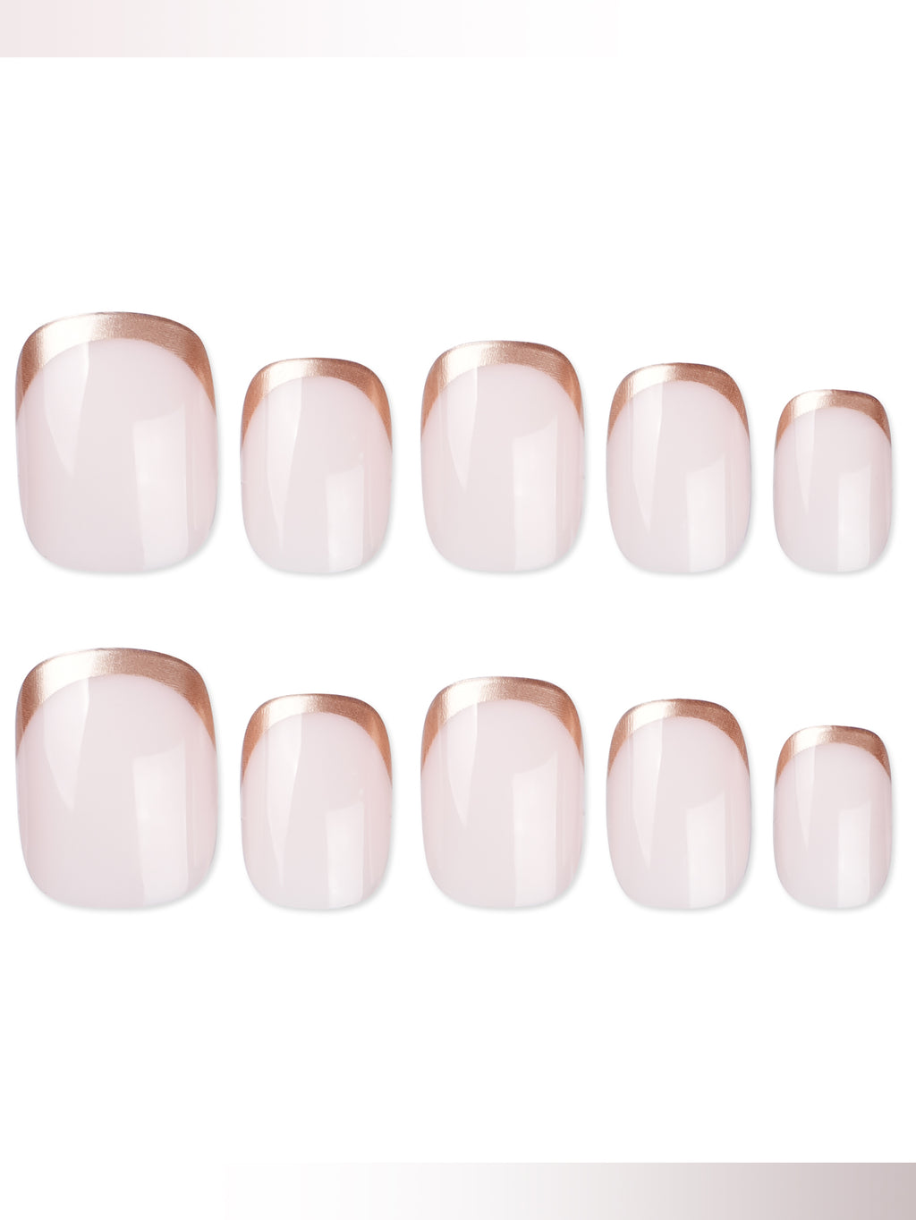 Pink & Gold Press On Nails - 24 Pieces Complete Kit