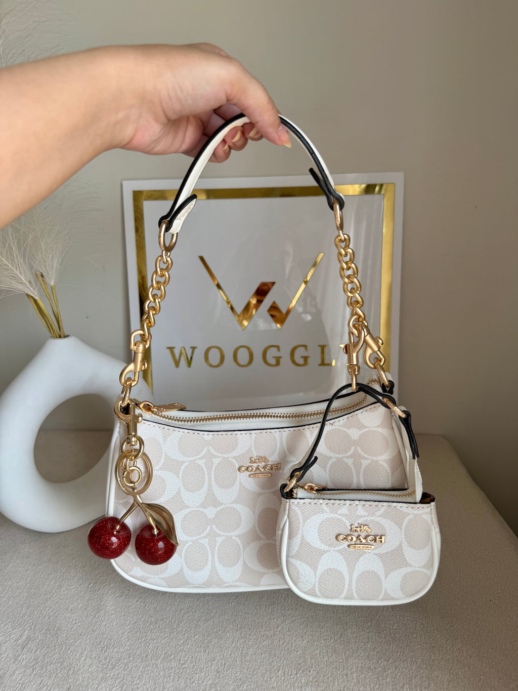 COACH Teri Gift Box with Baby Teri Charm & Coach Cherry Charm - White ...