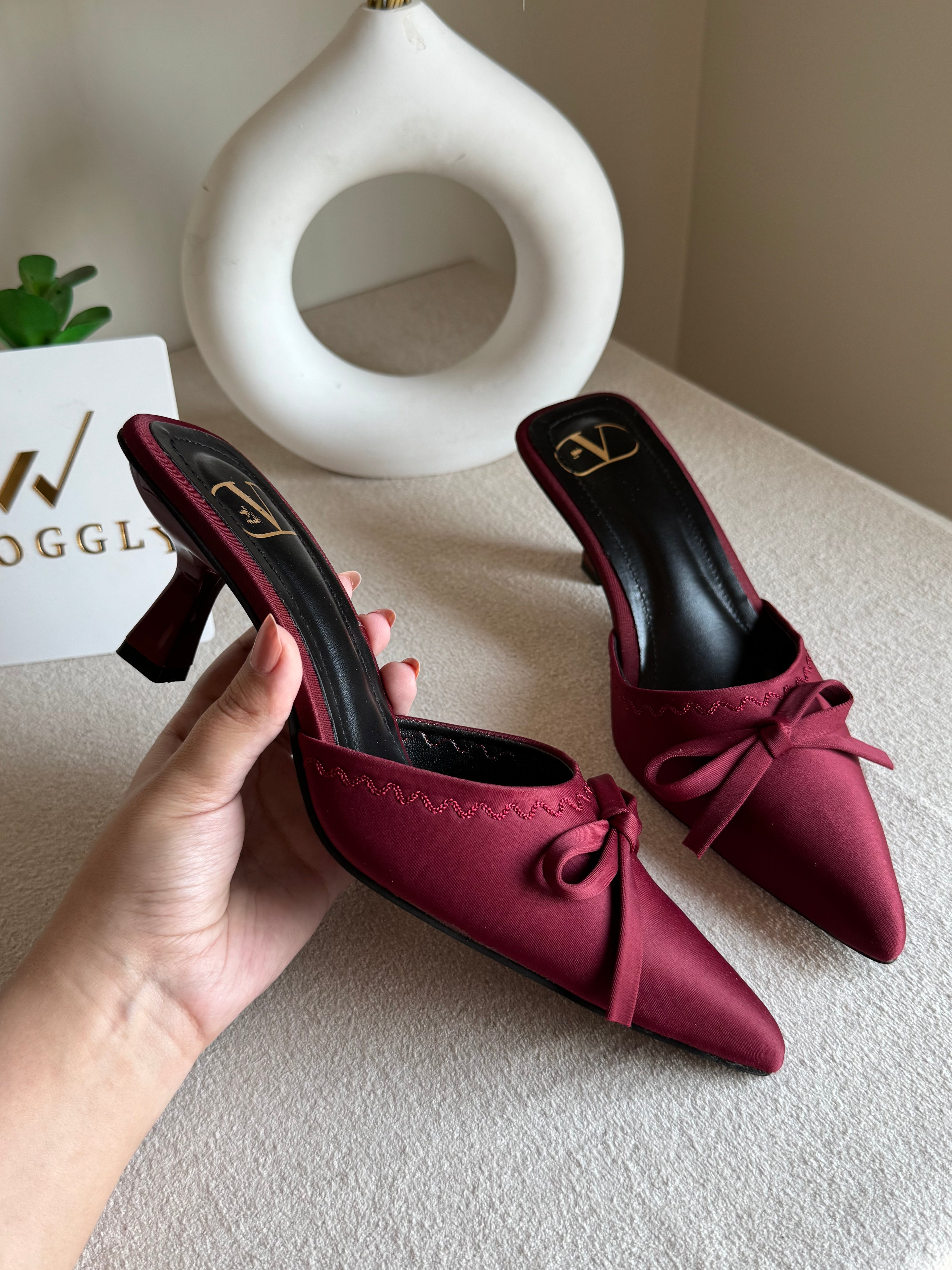 Valentino Bow Heels - Maroon