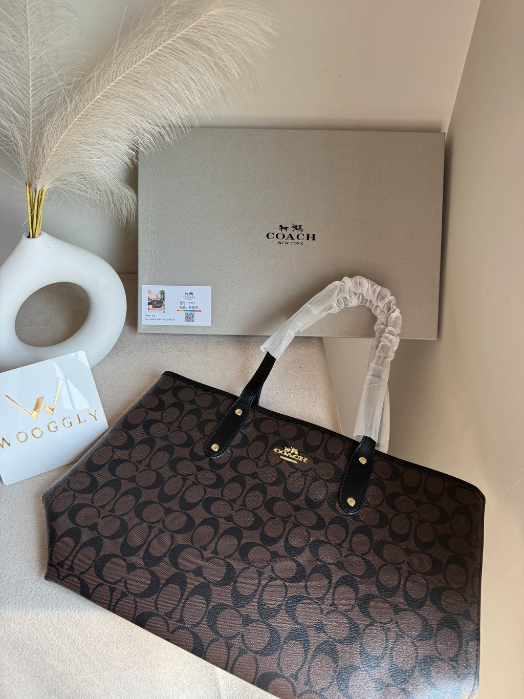 COACH TOTE BAG PREMIUM (Signature Brown) - BOX PACKING